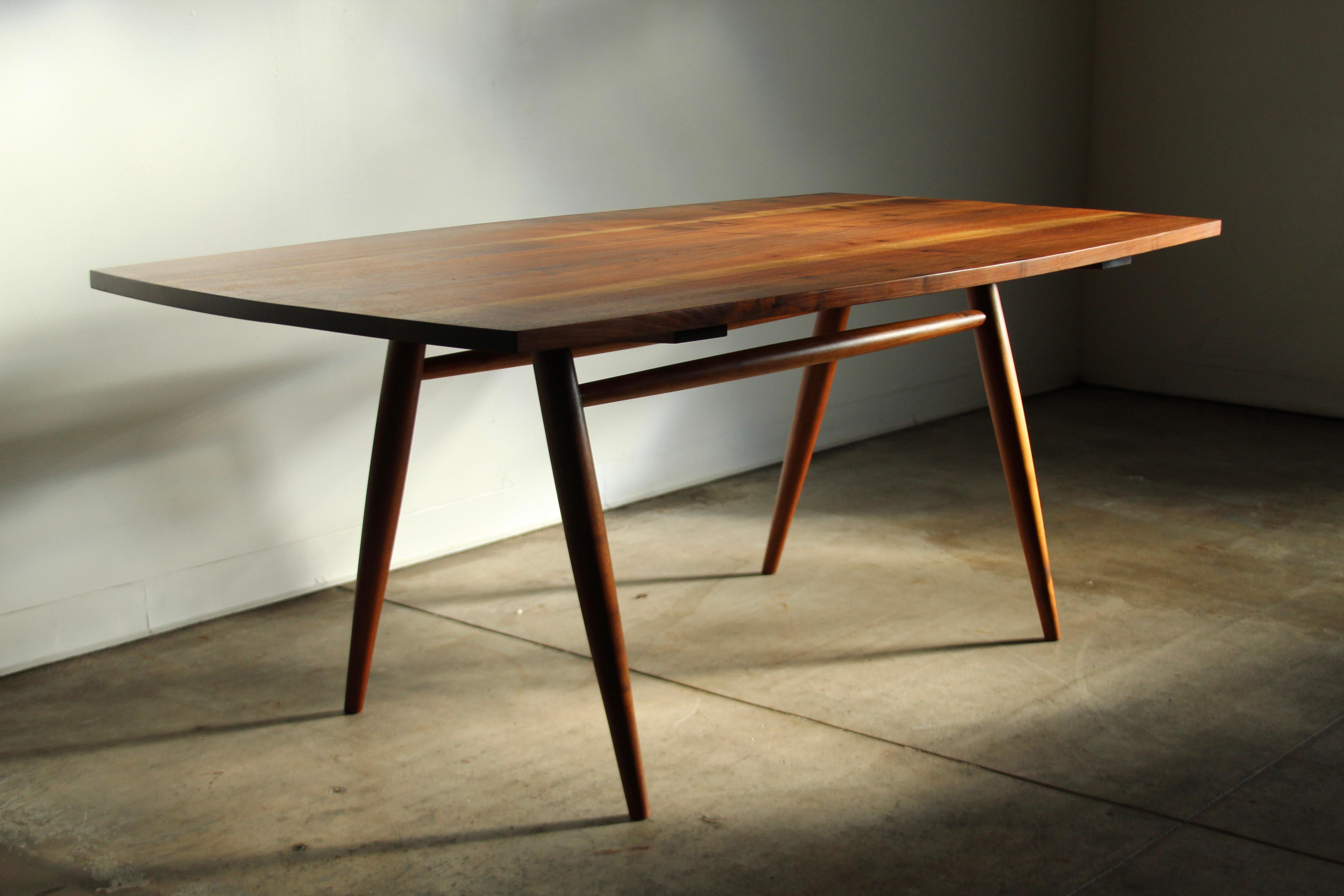 George Nakashima “Turned Leg” Walnut Sap Grain Dining Table, 1957 For Sale 2