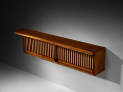 George Nakashima Wall-Mounted Sideboard in Walnut and Pandanus Cloth