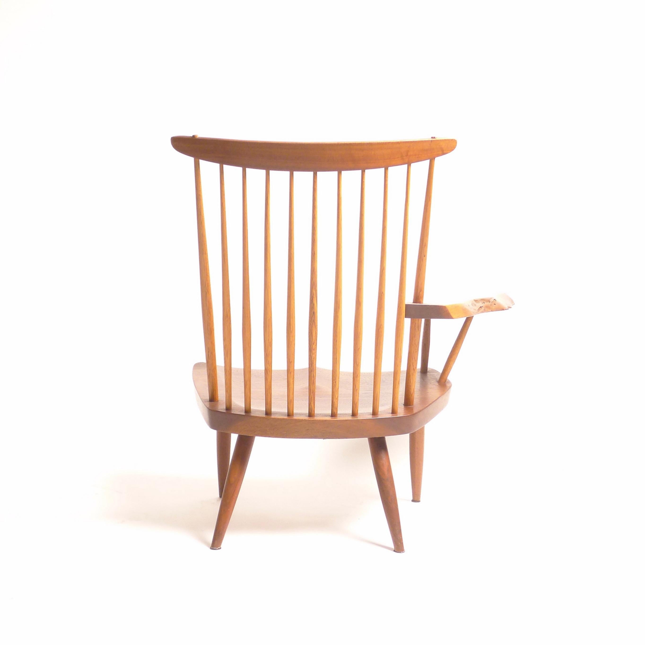 George Nakashima, Sessel mit Spindelrücken und Armlehne aus Nussbaum und Hickoryholz, 1977 im Angebot 5