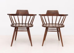 George Nakashima Walnut Captain's Armchairs, Pair