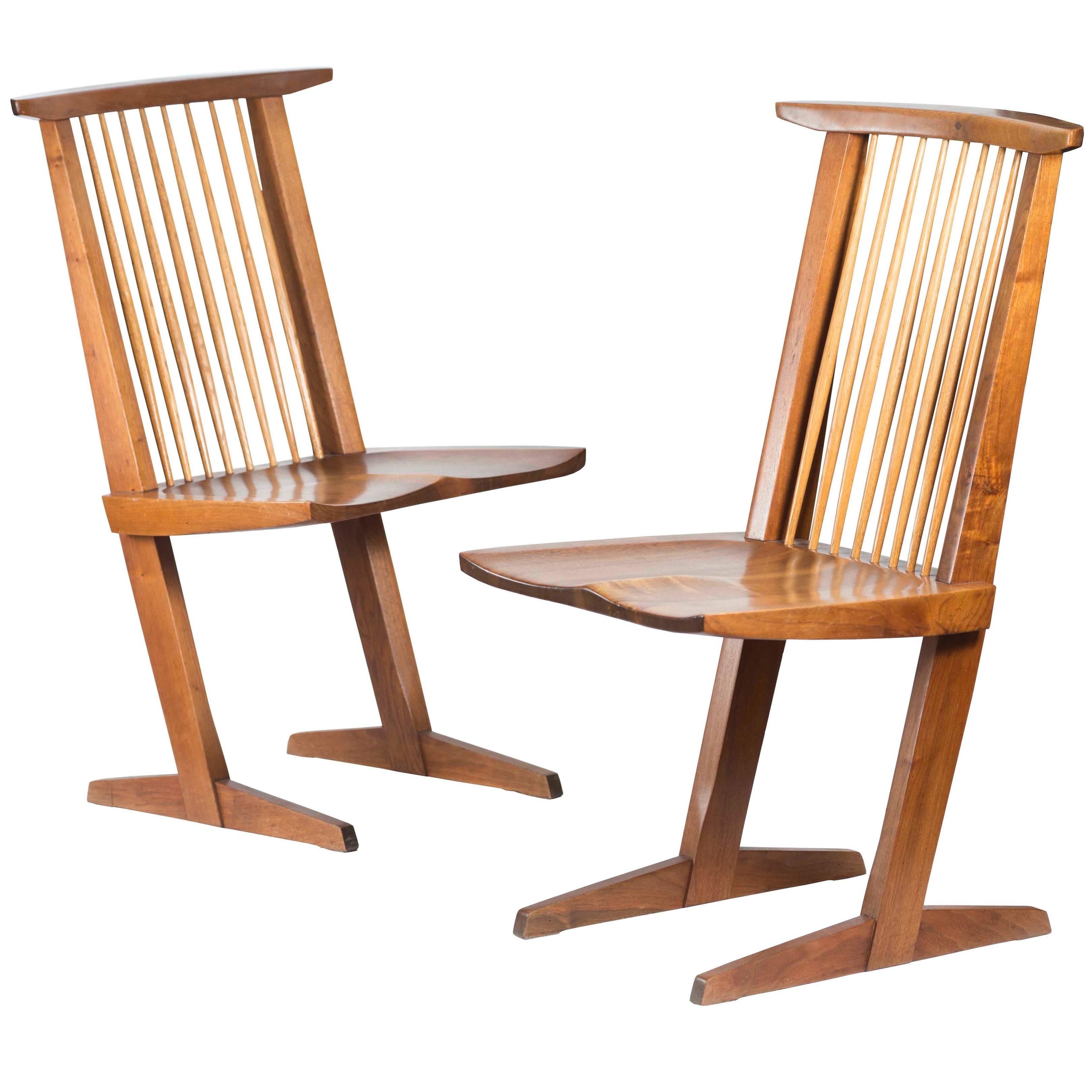 George Nakashima Walnut Conoid Chairs For Sale