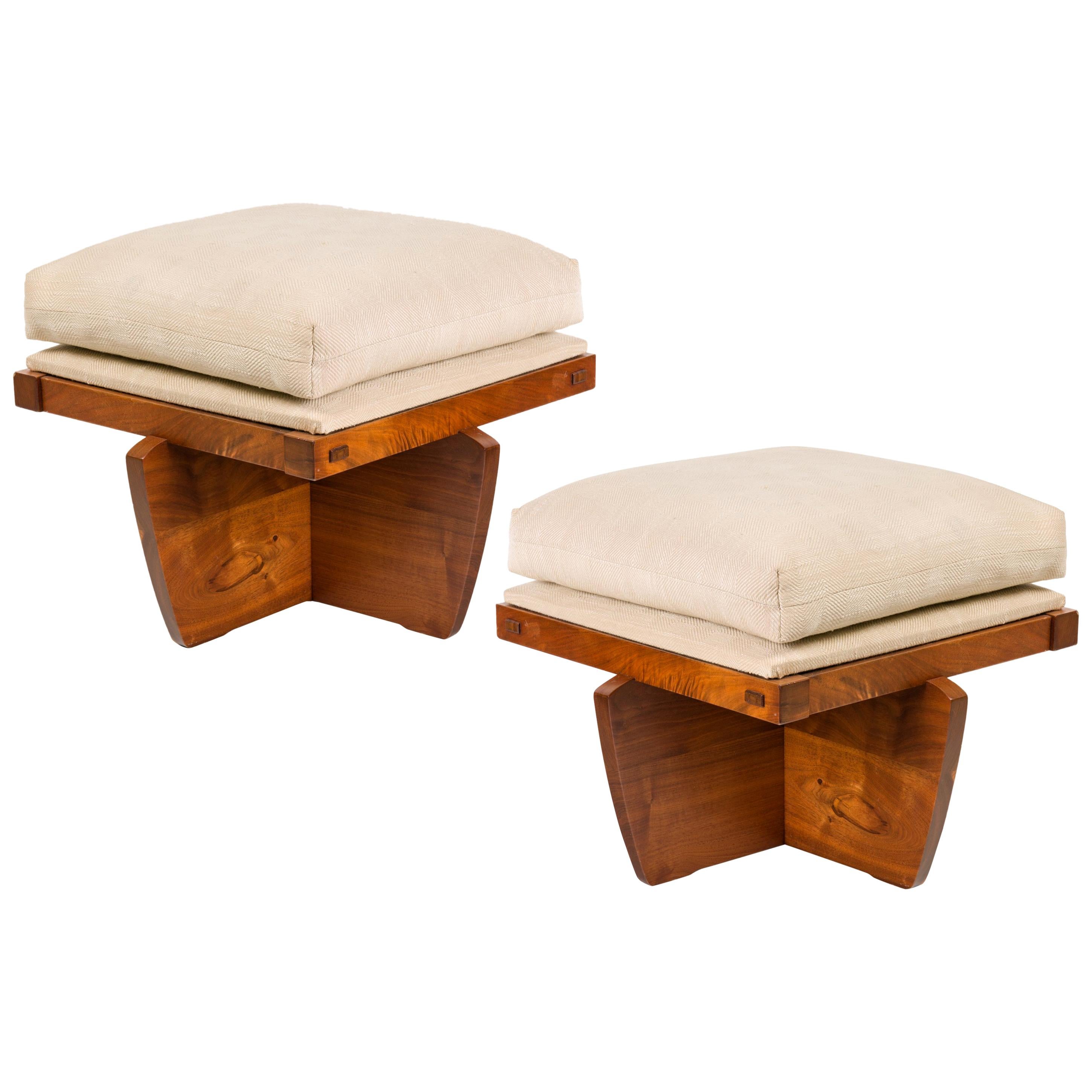 George Nakashima Walnut Greenrock Ottomans/Stools, USA 1980