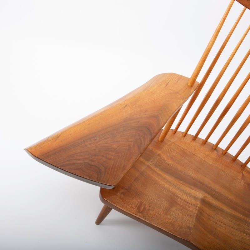 Mid-Century Modern George Nakashima Walnut Lounge Chair, Sap, Arm Right 1975 with COA