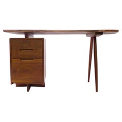 George Nakashima, Walnut Pedestal Desk with Turned Legs, 1972