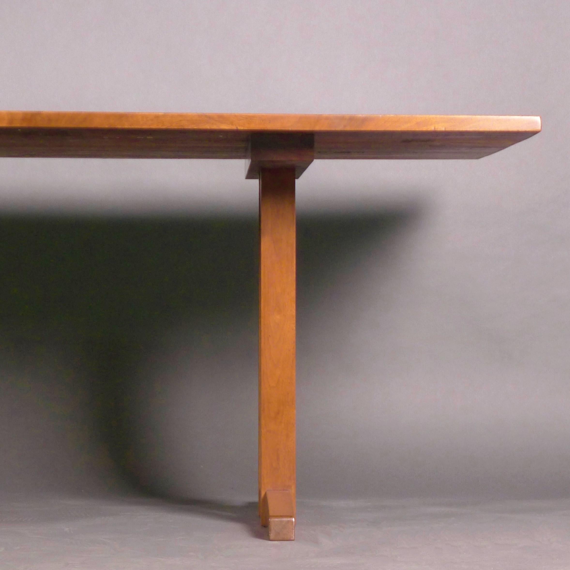 American George Nakashima, Walnut Pedestal Writing Table with Free Edge, 1965