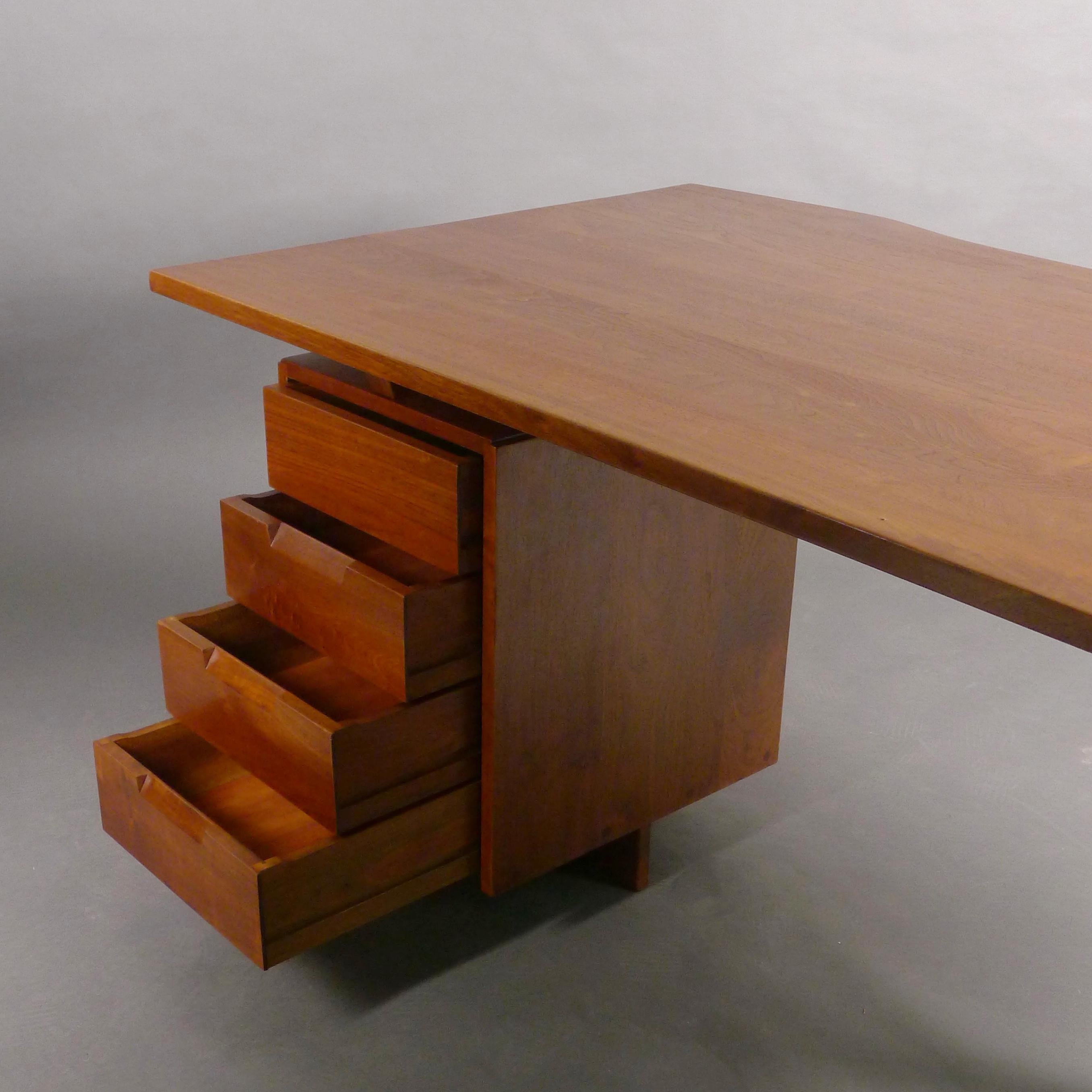 George Nakashima, Walnut Pedestal Writing Table with Free Edge, 1965 1