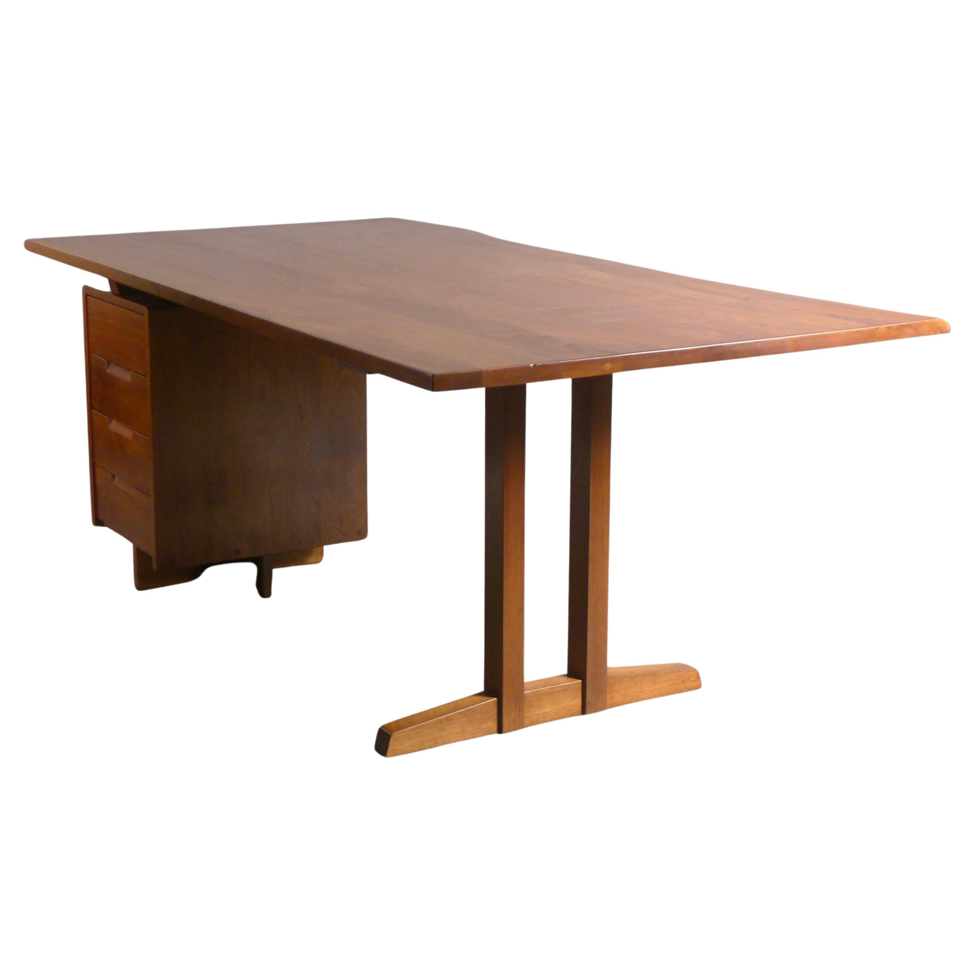 George Nakashima, Walnut Pedestal Writing Table with Free Edge, 1965