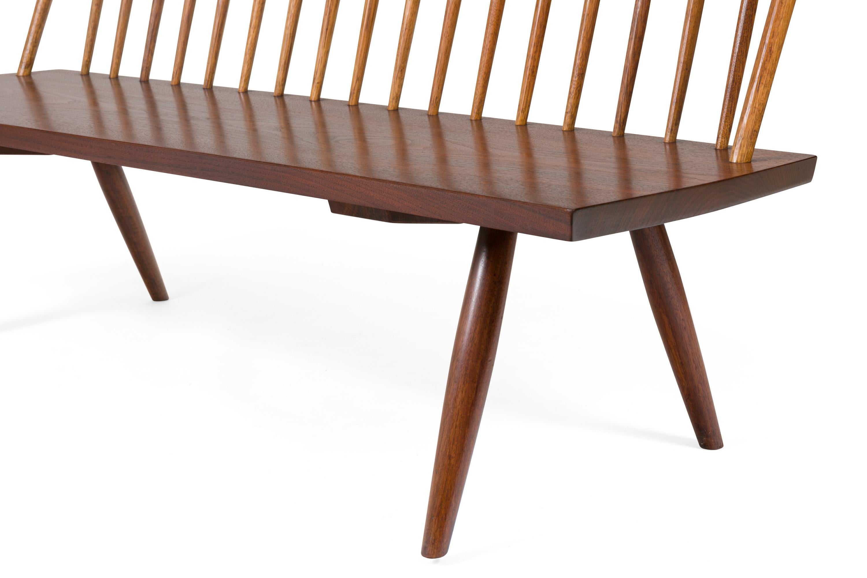George Nakashima Walnut Spindle Back Bench, USA, 1960s In Good Condition In New York, NY