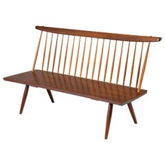 Retro George Nakashima Walnut Spindle Back Bench, USA, 1960s