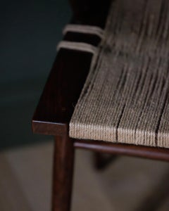 George Nakashima Wooden Walnut Grass Straw Dining Chair - Mid Century