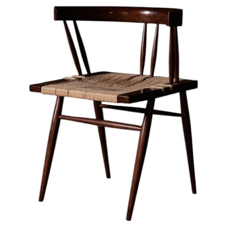 George Nakashima Wooden Walnut Grass Straw Dining Chair - Mid Century
