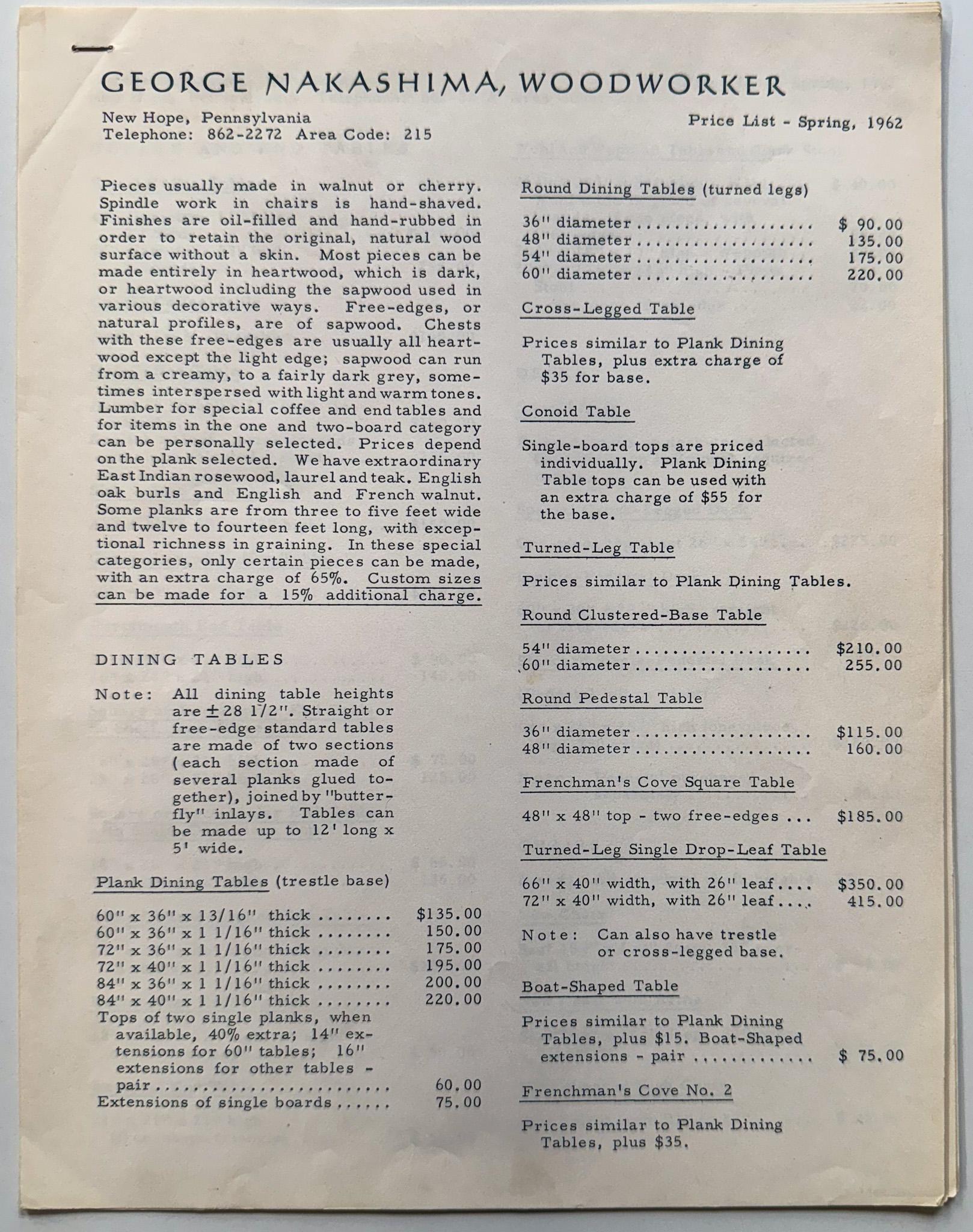 George Nakashima, Woodworker: New Hope, Pennsylvania (1962 Catalog, Signed) For Sale 9