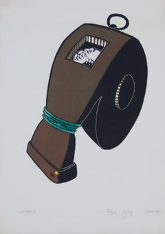 Vintage Whistle lino-cut from George Nama suite Tight Rope 1974