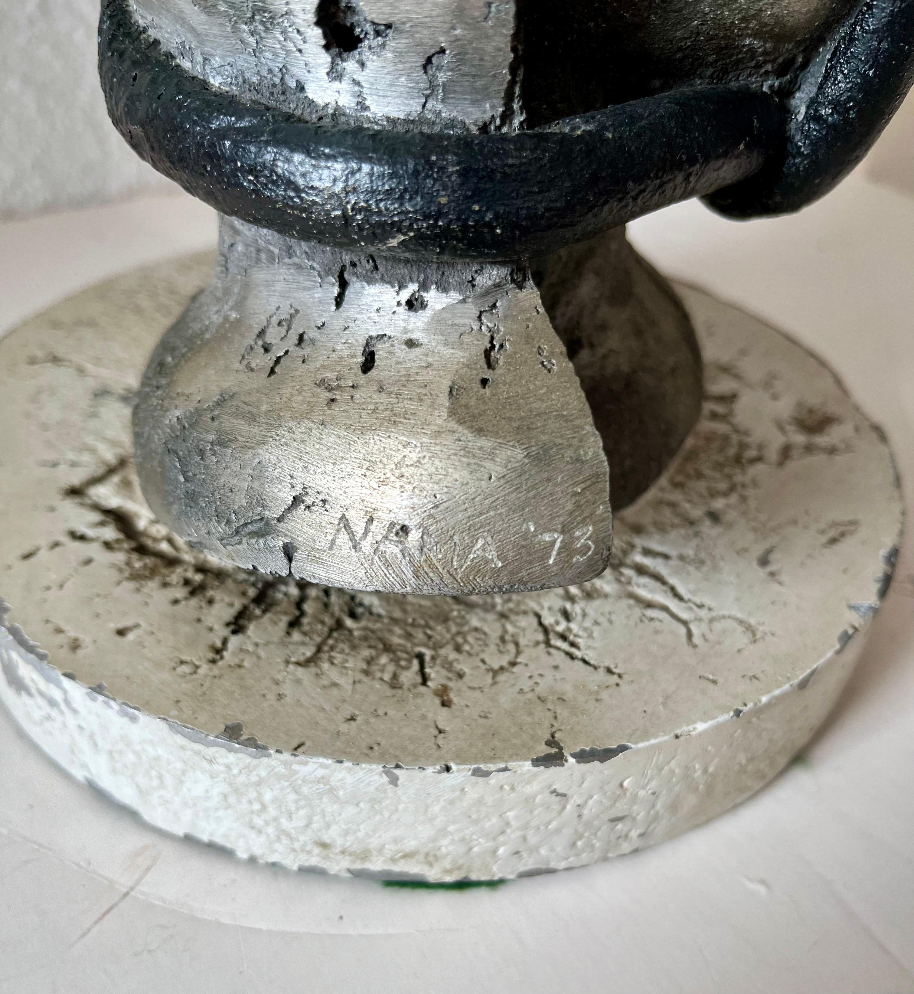 Mod Brutalistische abstrakte Metall- und Malerei Schwere Skulptur-Büste George Nama, Brutalismus im Angebot 3