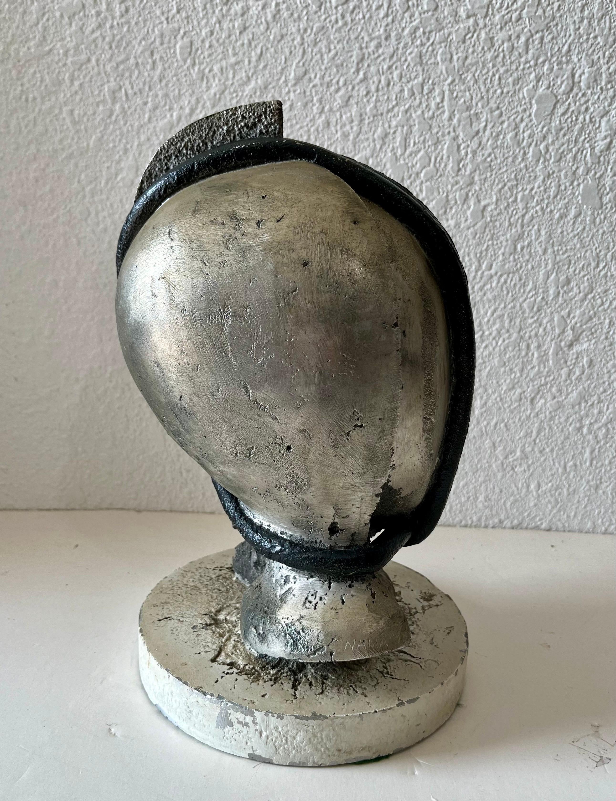 Mod Brutalistische abstrakte Metall- und Malerei Schwere Skulptur-Büste George Nama, Brutalismus im Angebot 4