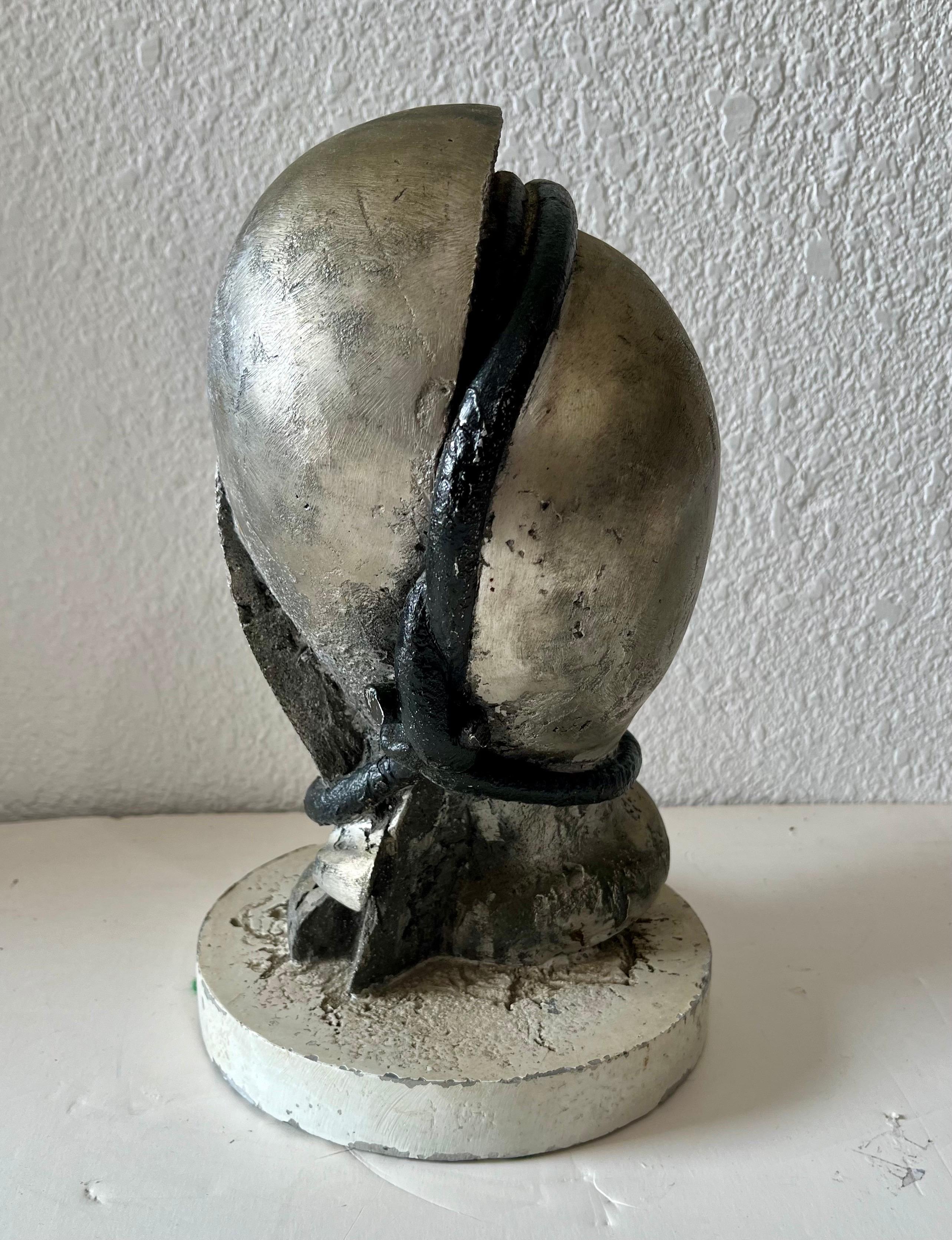 Mod Brutalistische abstrakte Metall- und Malerei Schwere Skulptur-Büste George Nama, Brutalismus im Angebot 5
