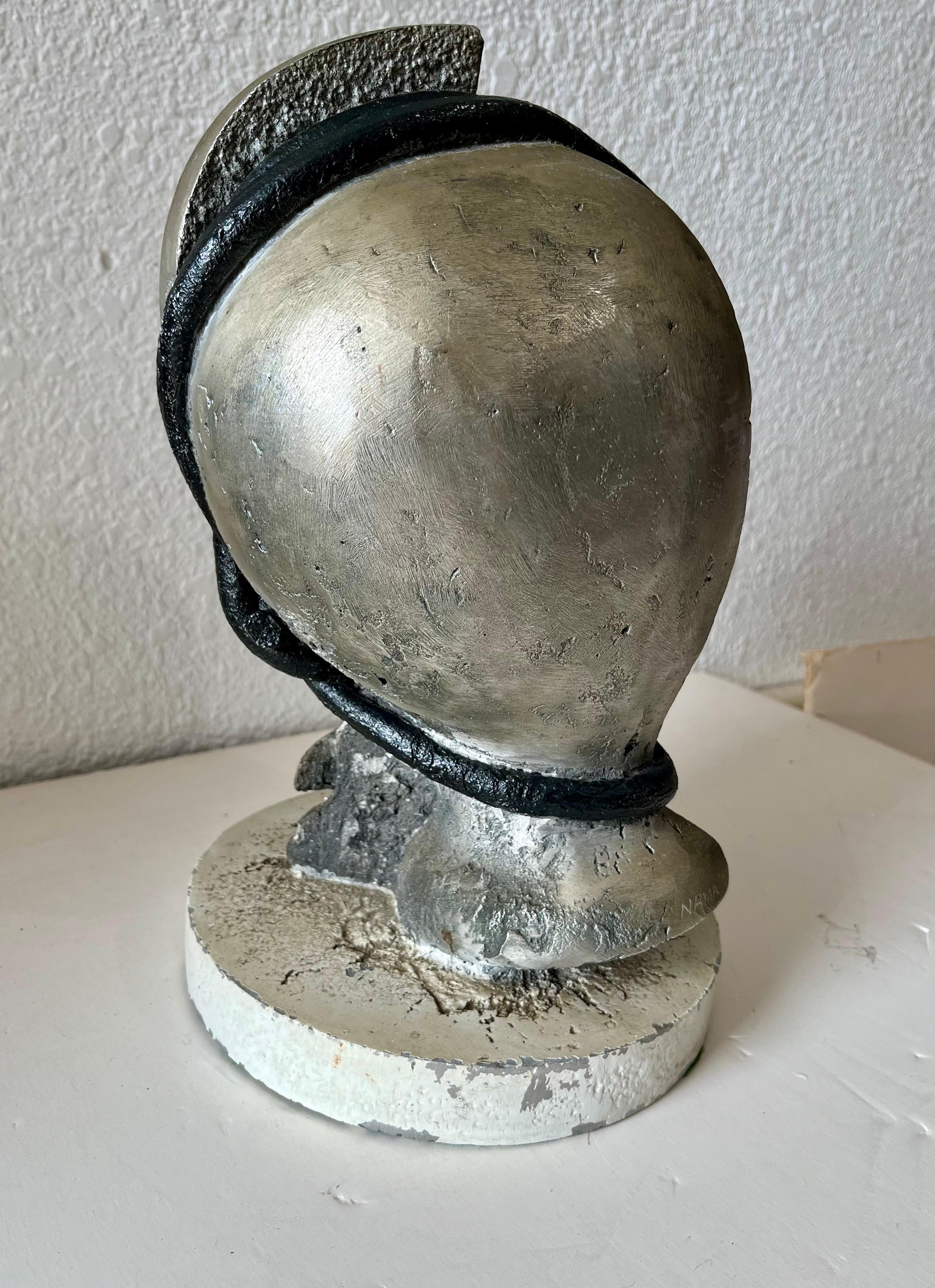 Mod Brutalistische abstrakte Metall- und Malerei Schwere Skulptur-Büste George Nama, Brutalismus im Angebot 6
