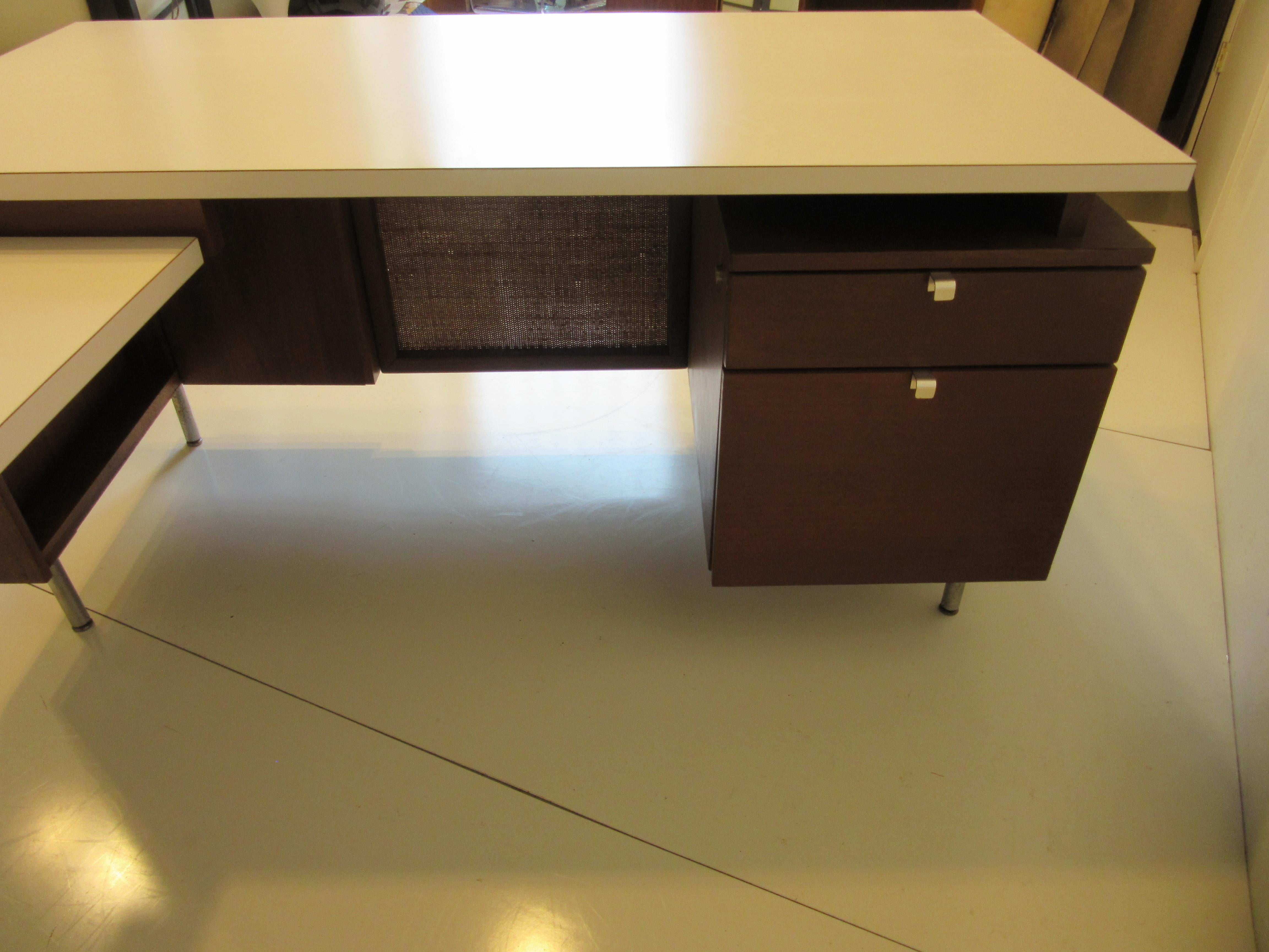 George Nelson 2pc. Walnut Desk with Return for Herman Miller 5