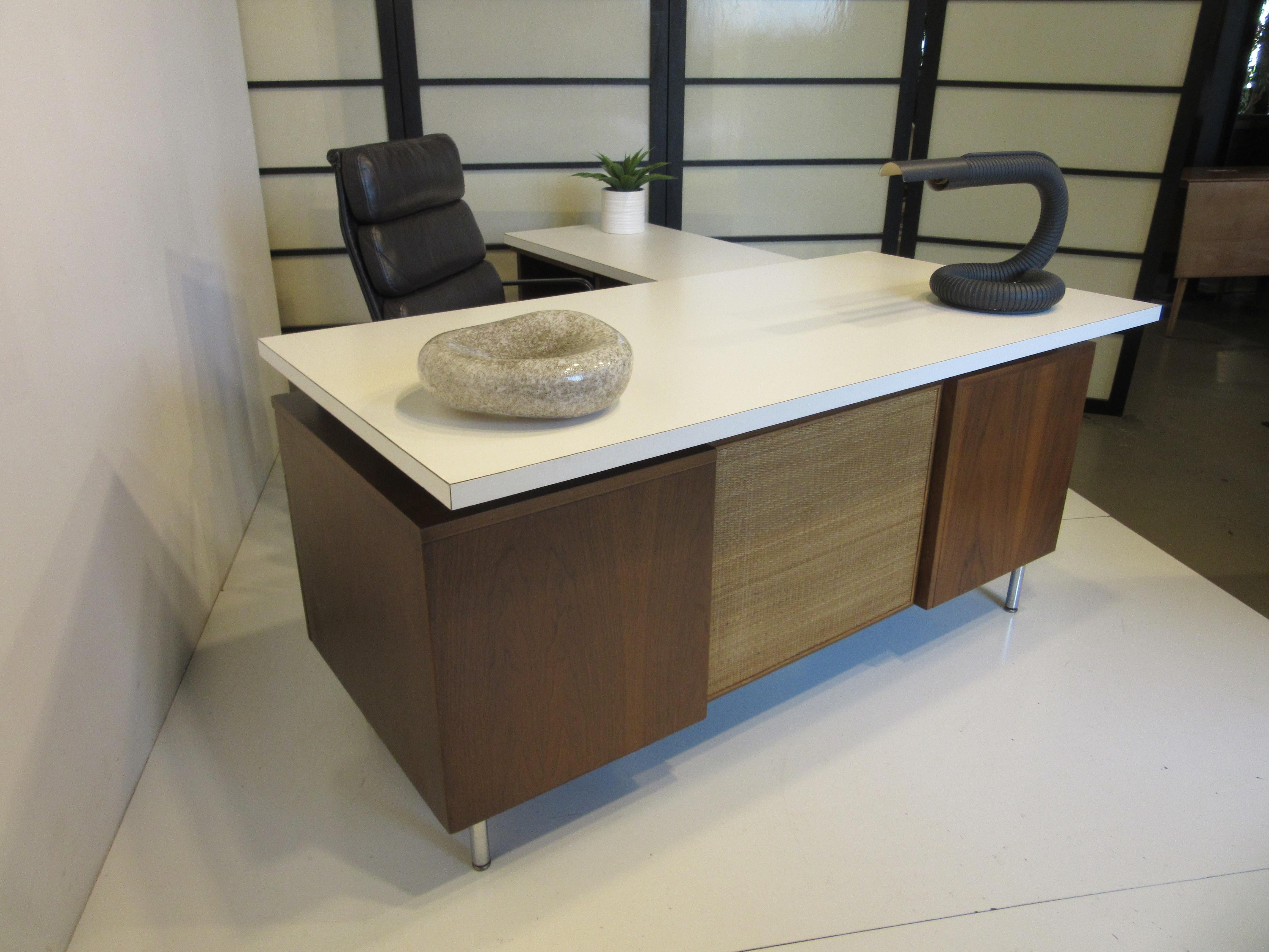 George Nelson 2pc. Walnut Desk with Return for Herman Miller 9