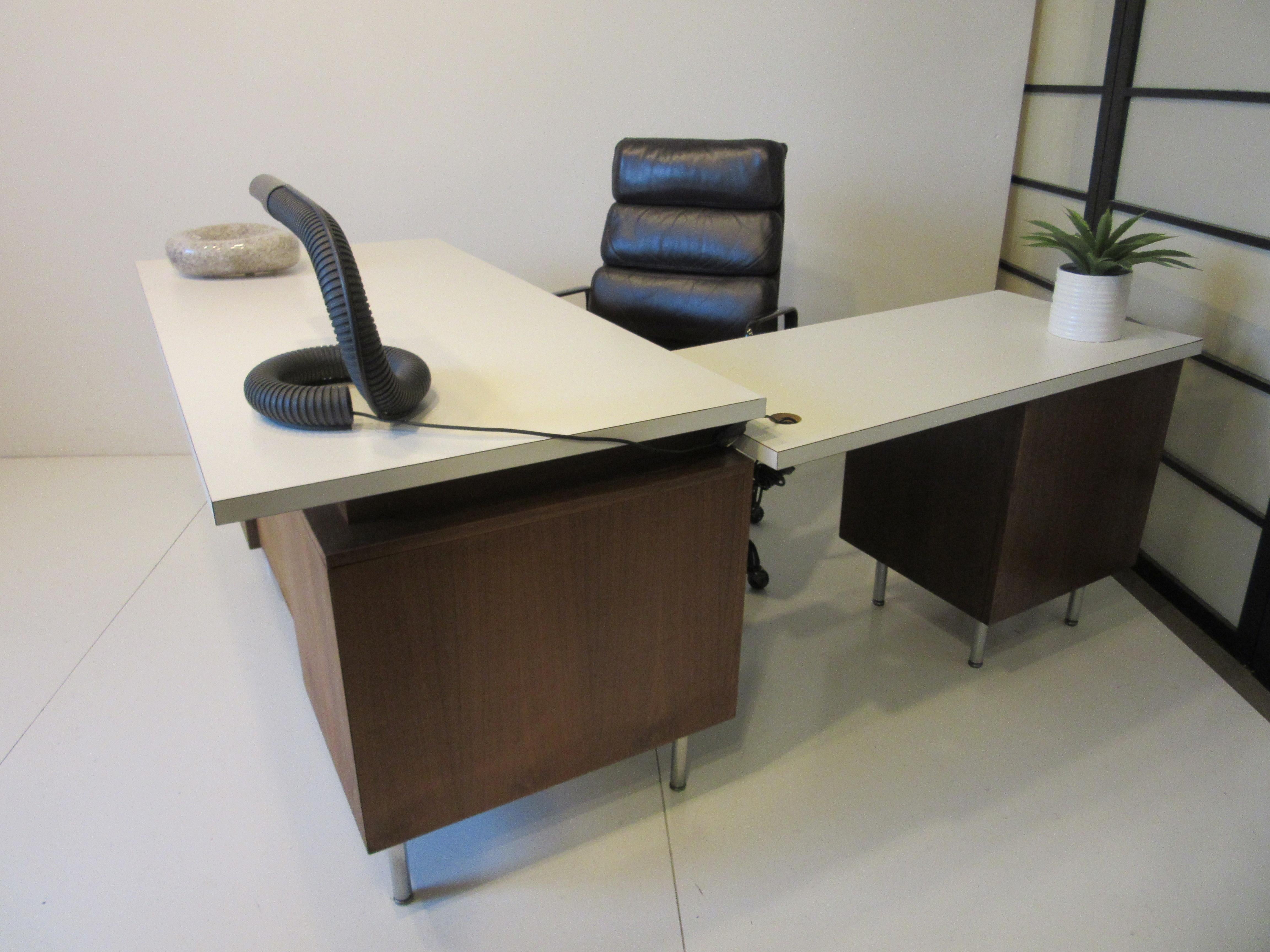 George Nelson 2pc. Walnut Desk with Return for Herman Miller 10