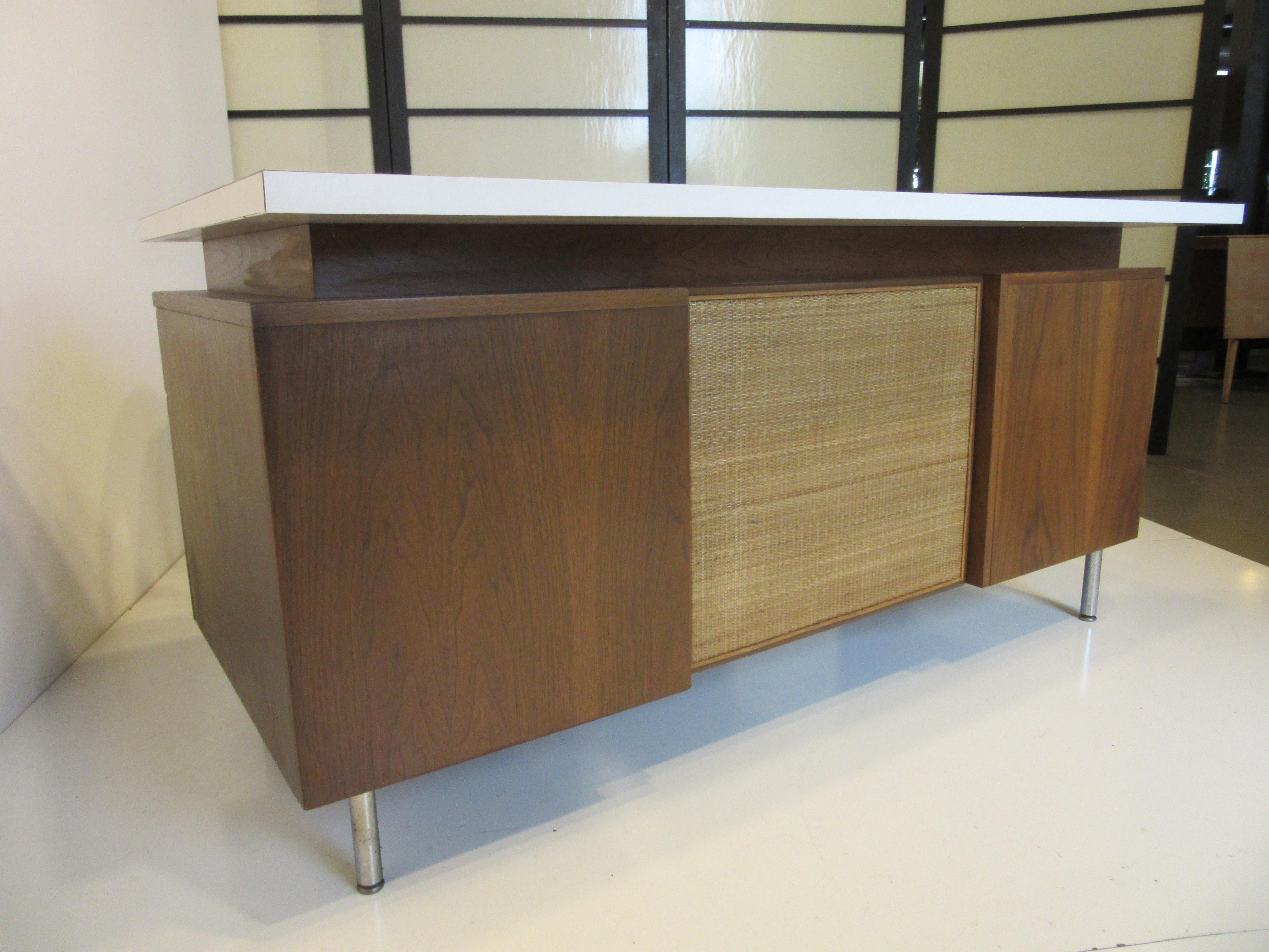 George Nelson 2pc. Walnut Desk with Return for Herman Miller 2