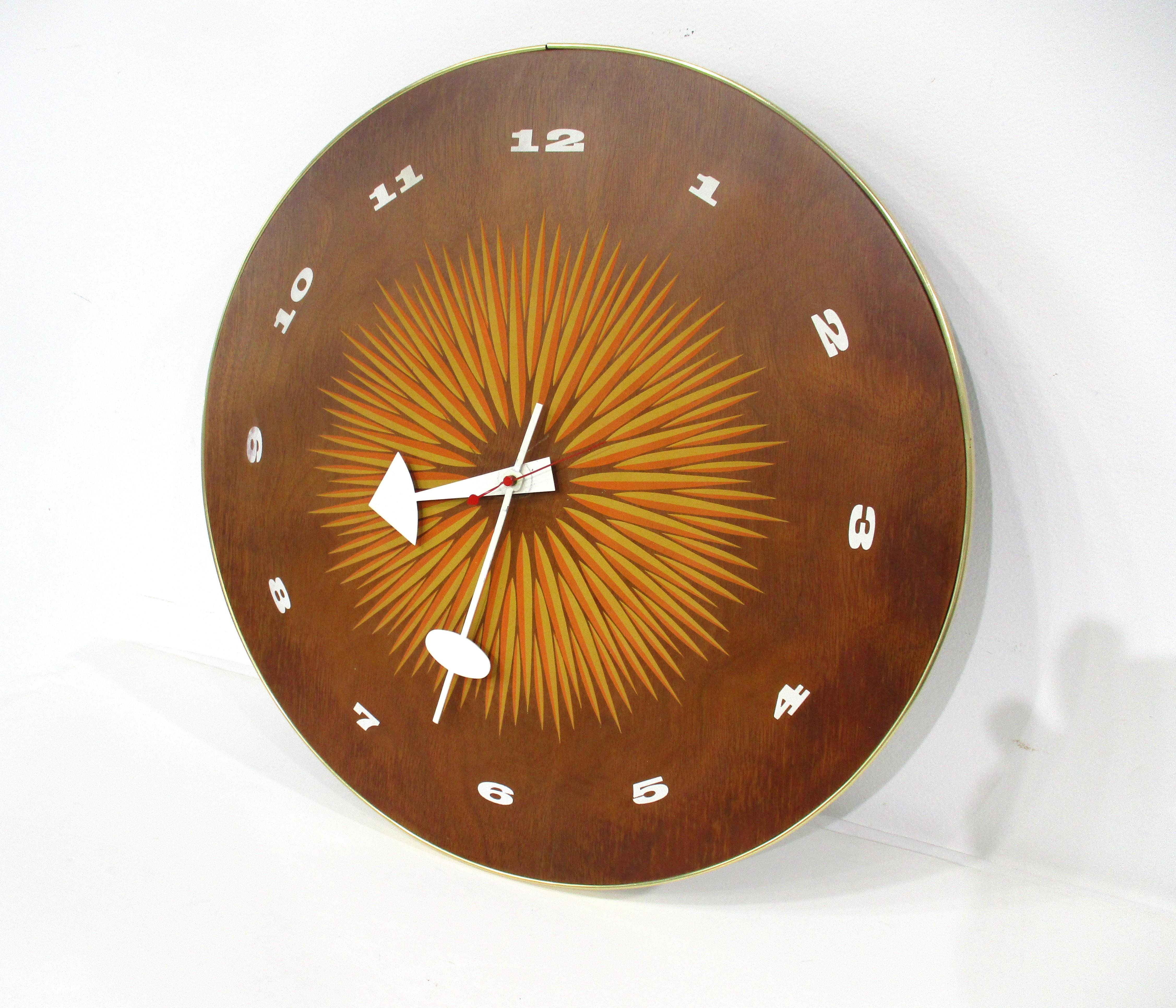 Metal George Nelson #4756 Electric Walnut Wall Clock for Howard Miller 