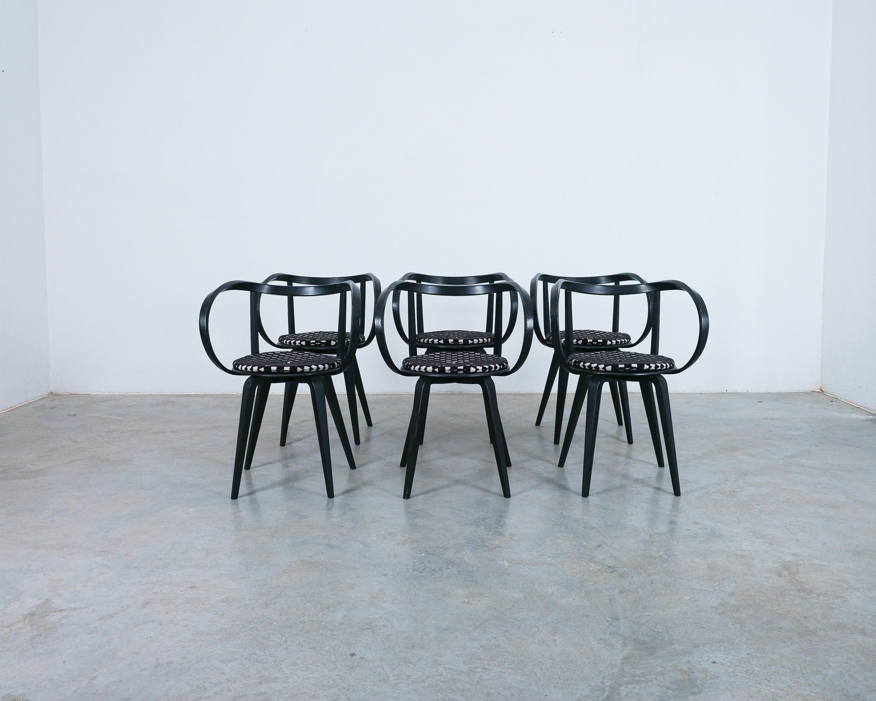Mid-Century Modern George Nelson 6 Black Pretzel Chairs for ICF, 1984 For Sale