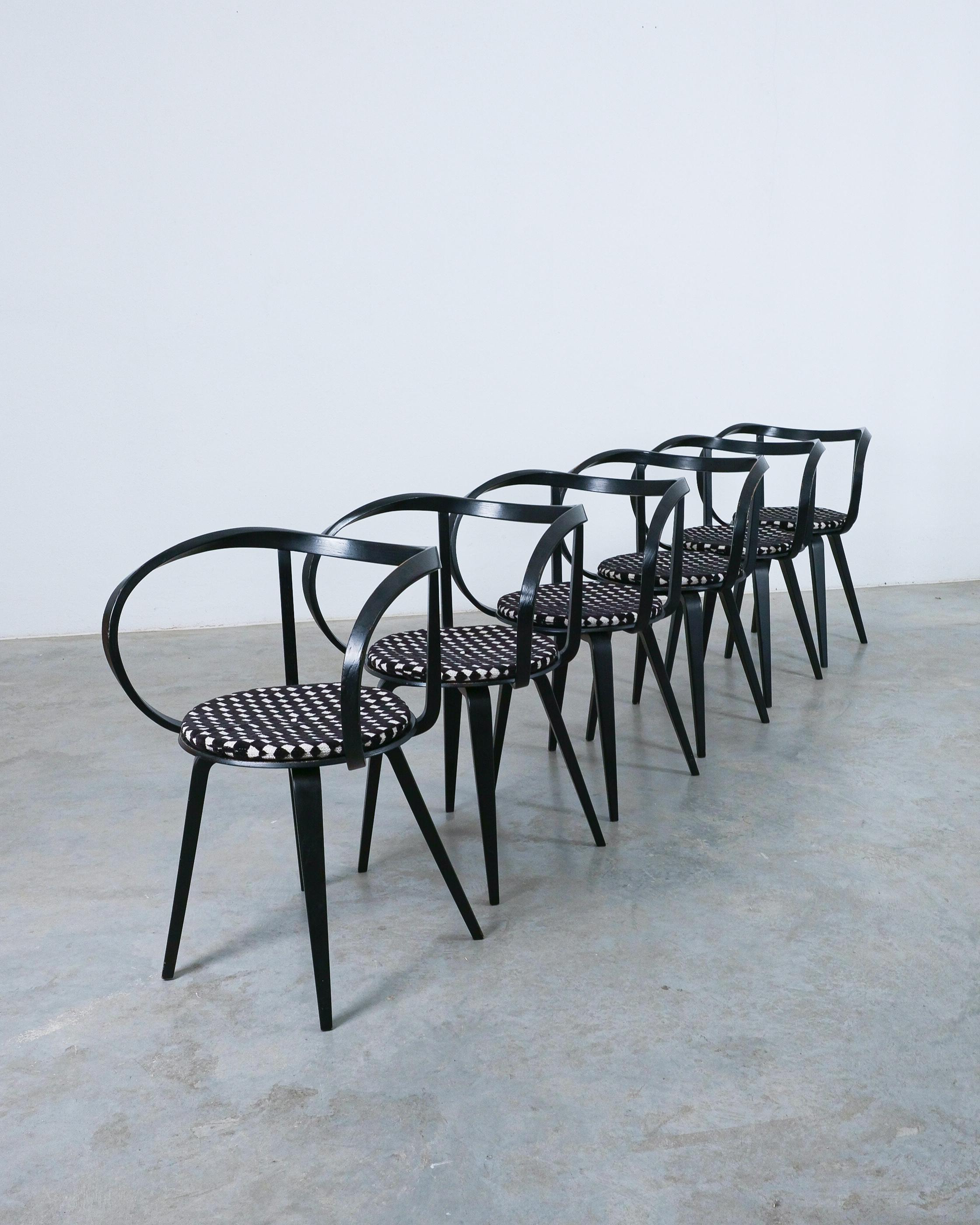 Italian George Nelson 6 Black Pretzel Chairs for ICF, 1984 For Sale