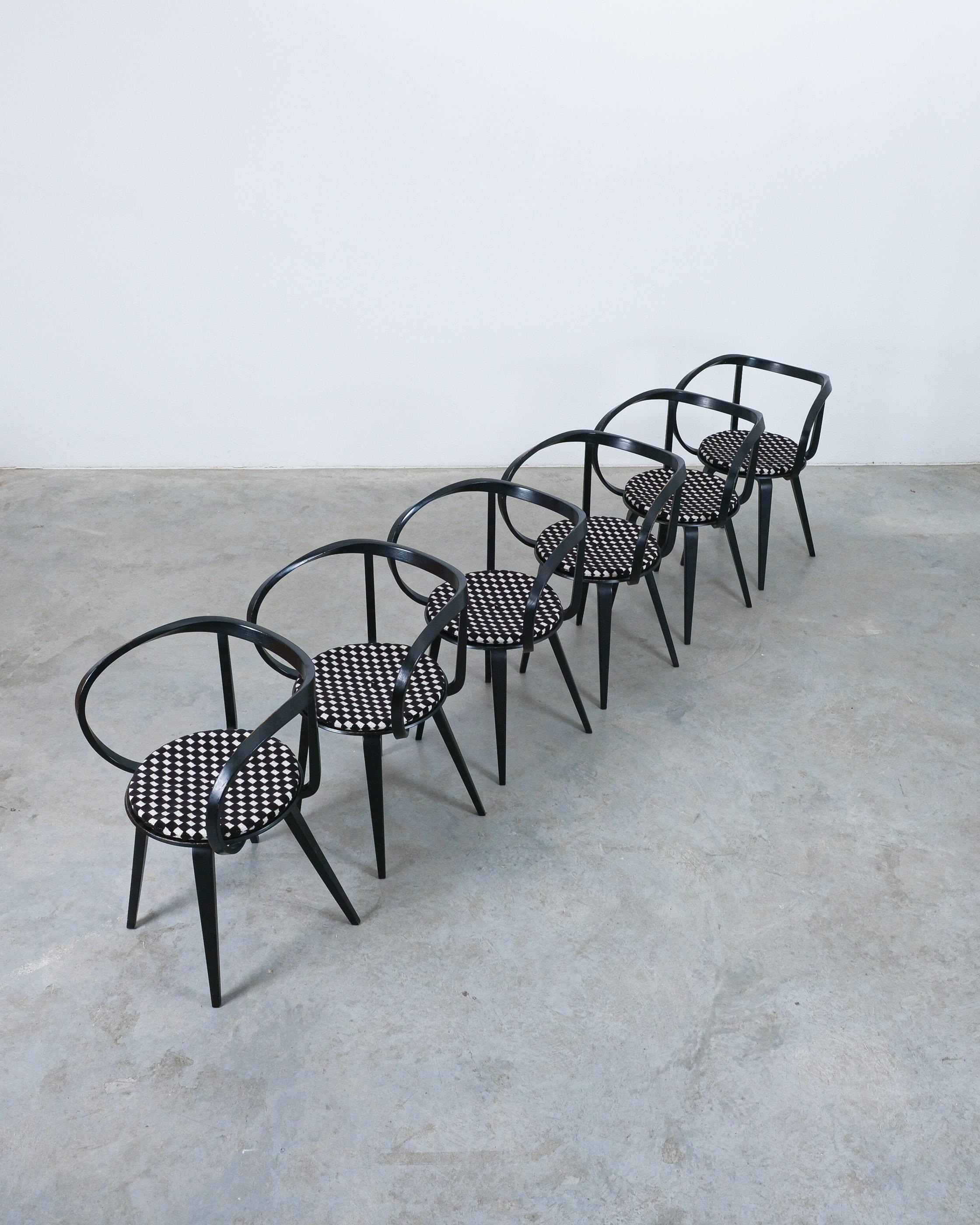 George Nelson 6 Black Pretzel Chairs for ICF, 1984 In Good Condition For Sale In Vienna, AT