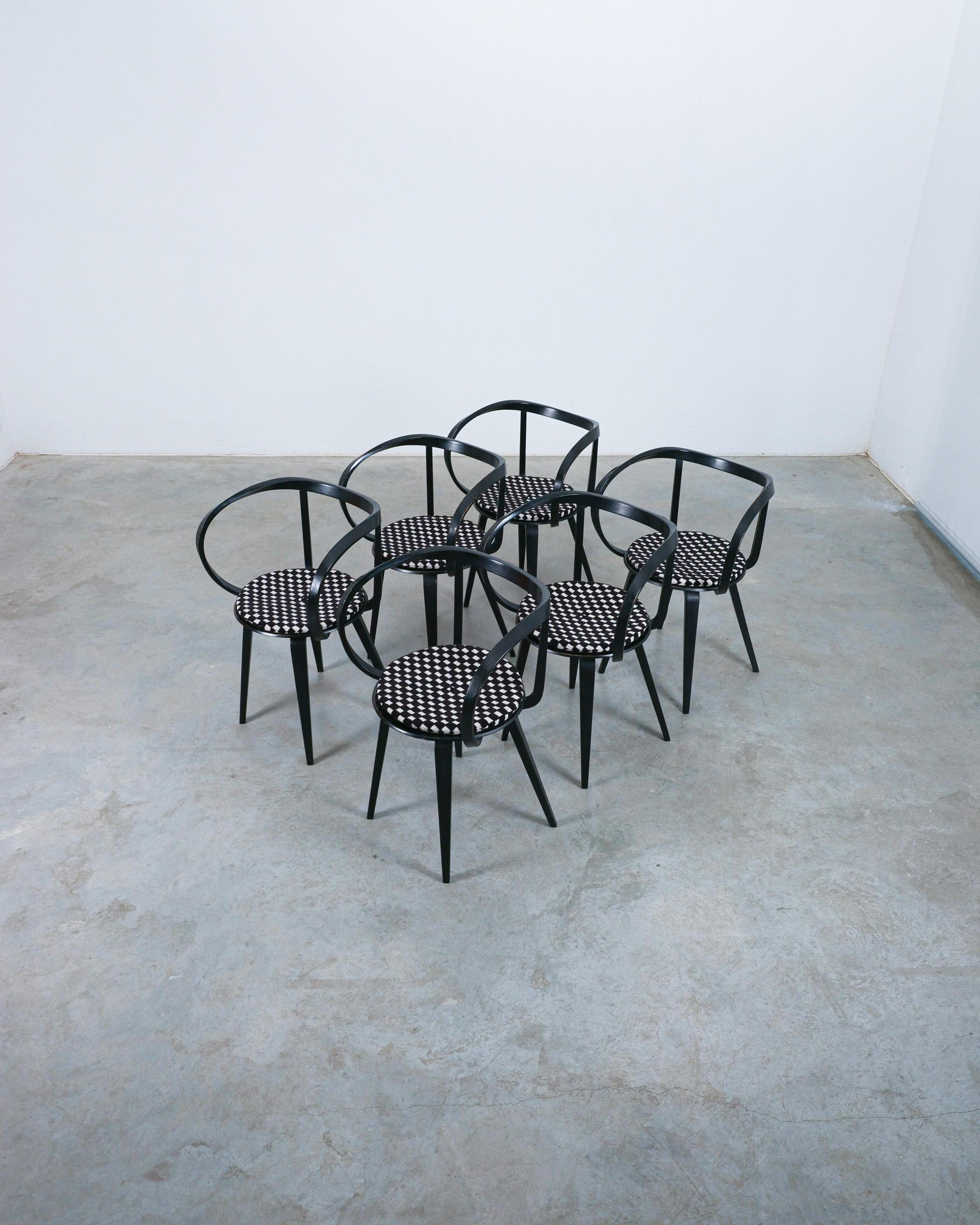 Late 20th Century George Nelson 6 Black Pretzel Chairs for ICF, 1984 For Sale