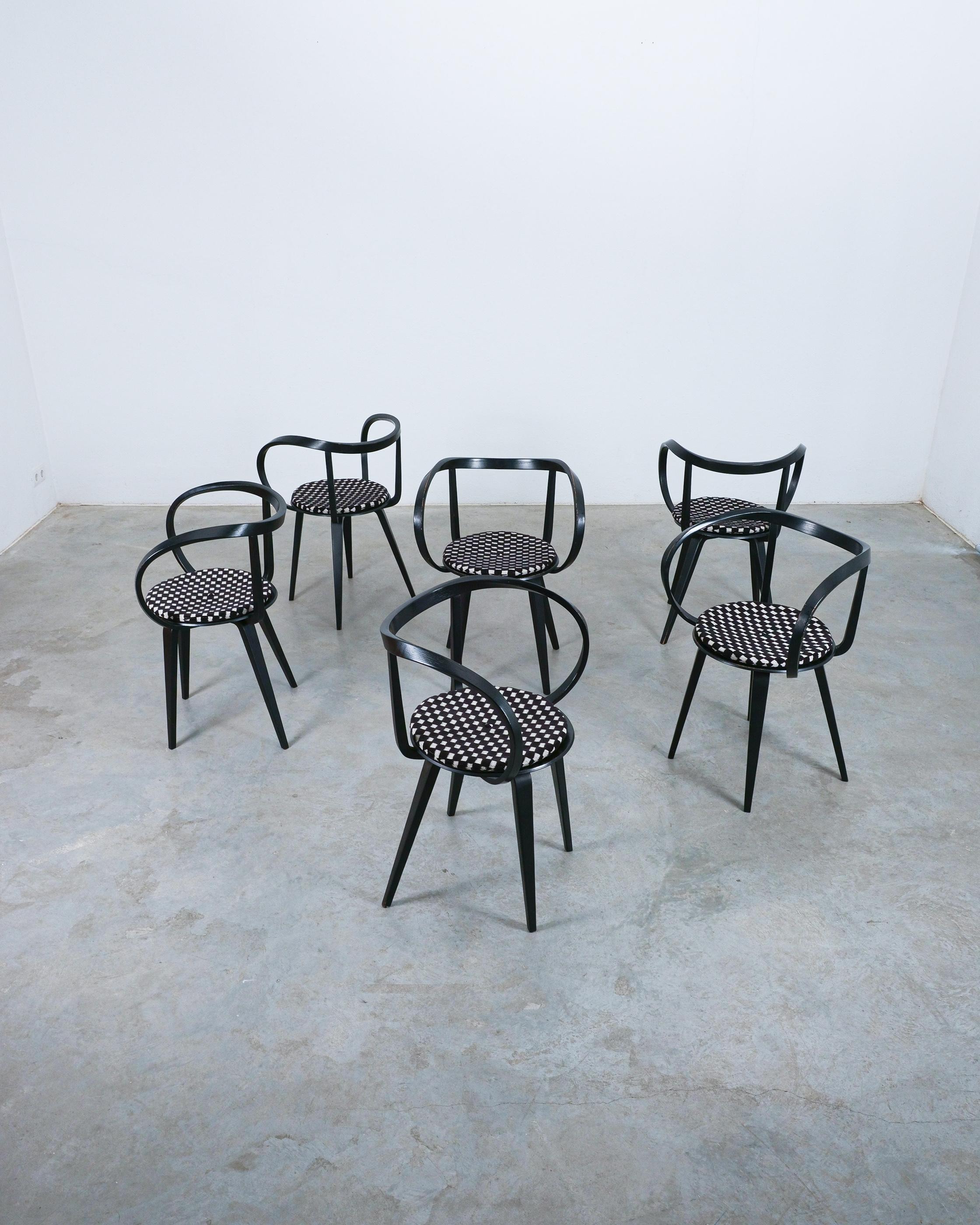 Velvet George Nelson 6 Black Pretzel Chairs for ICF, 1984 For Sale