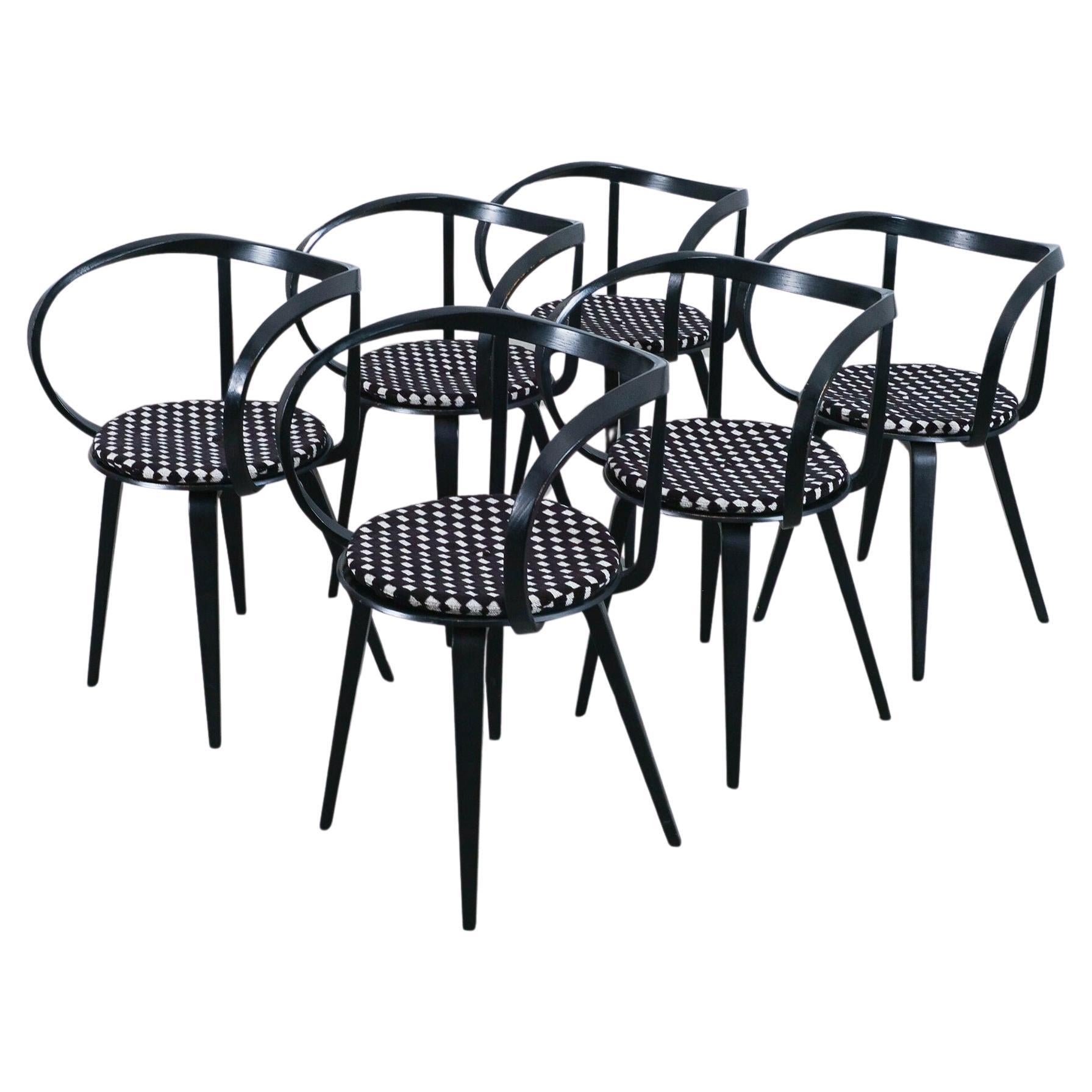 George Nelson 6 Black Pretzel Chairs for ICF, 1984