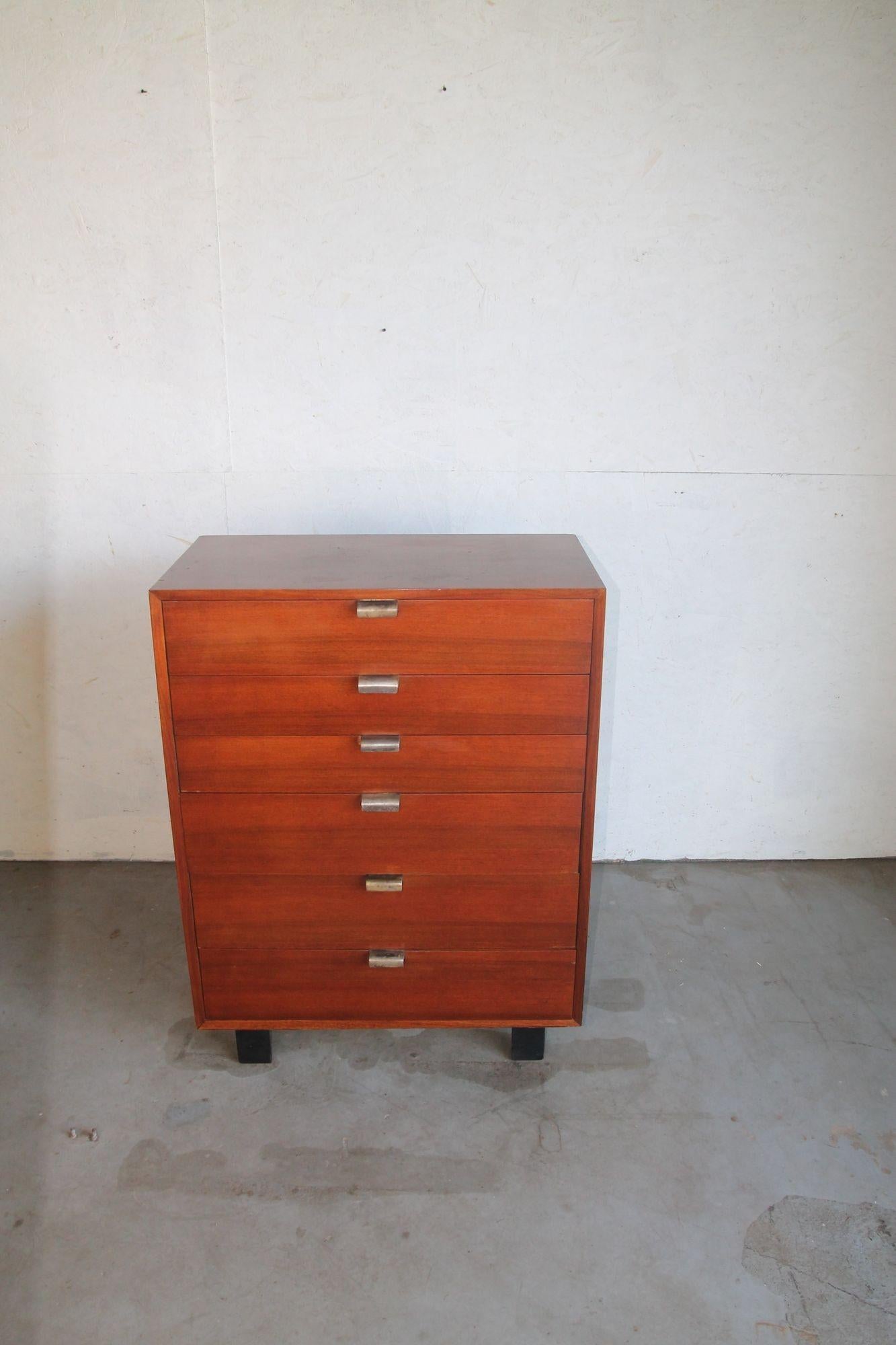 Great vintage George Nelson dresser for Herman Miller. Dresser is in nice vintage shape. Some scratches and nicks on several areas but does not distract from this classic design by Nelson.