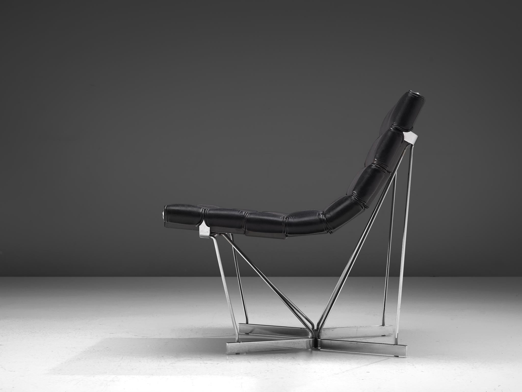 George Nelson 6380 'Catenary' Easy Chair in Black Leather In Good Condition In Waalwijk, NL