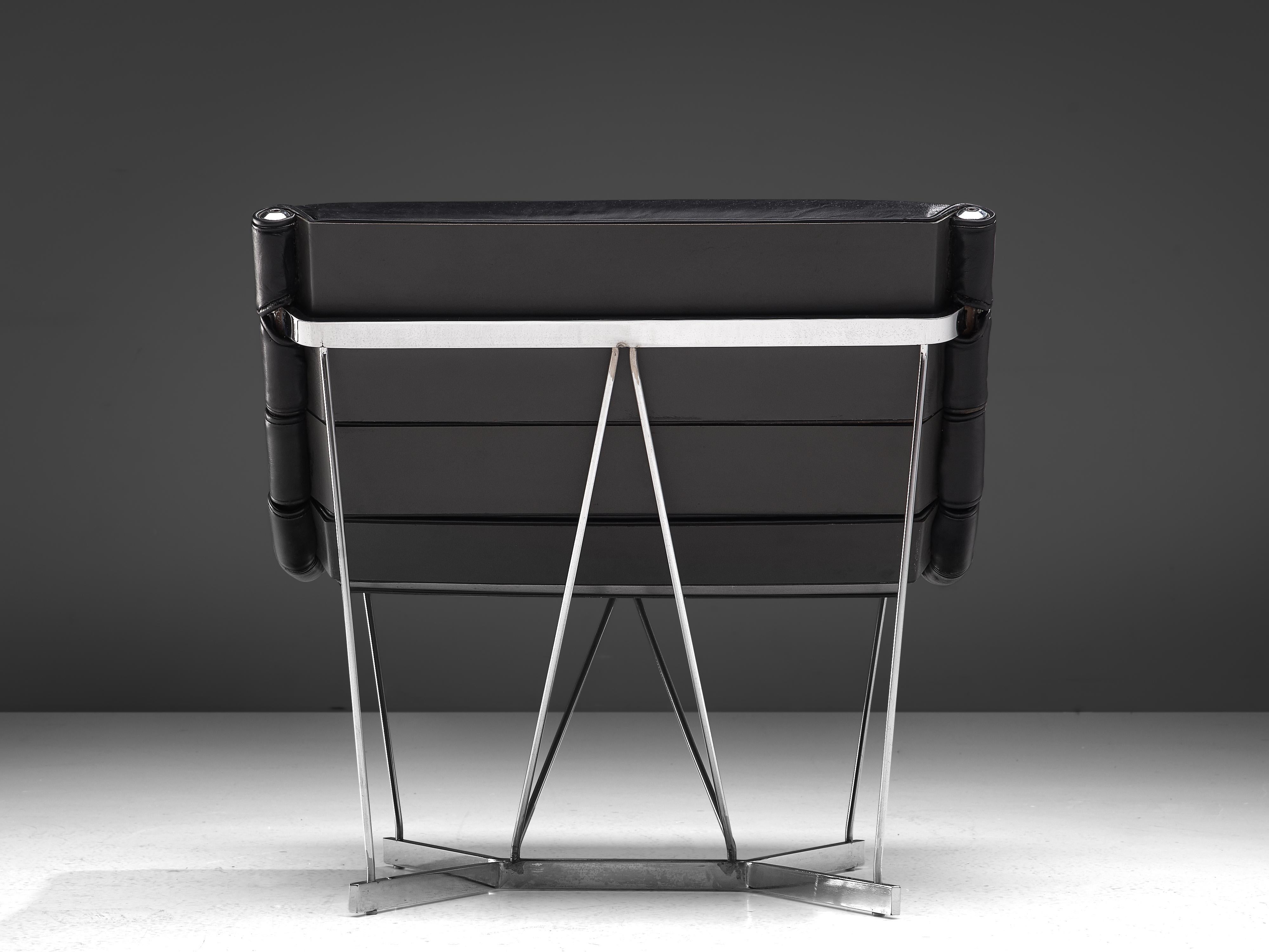 George Nelson 'Catenary' Easy Chair in Black Leather In Good Condition In Waalwijk, NL