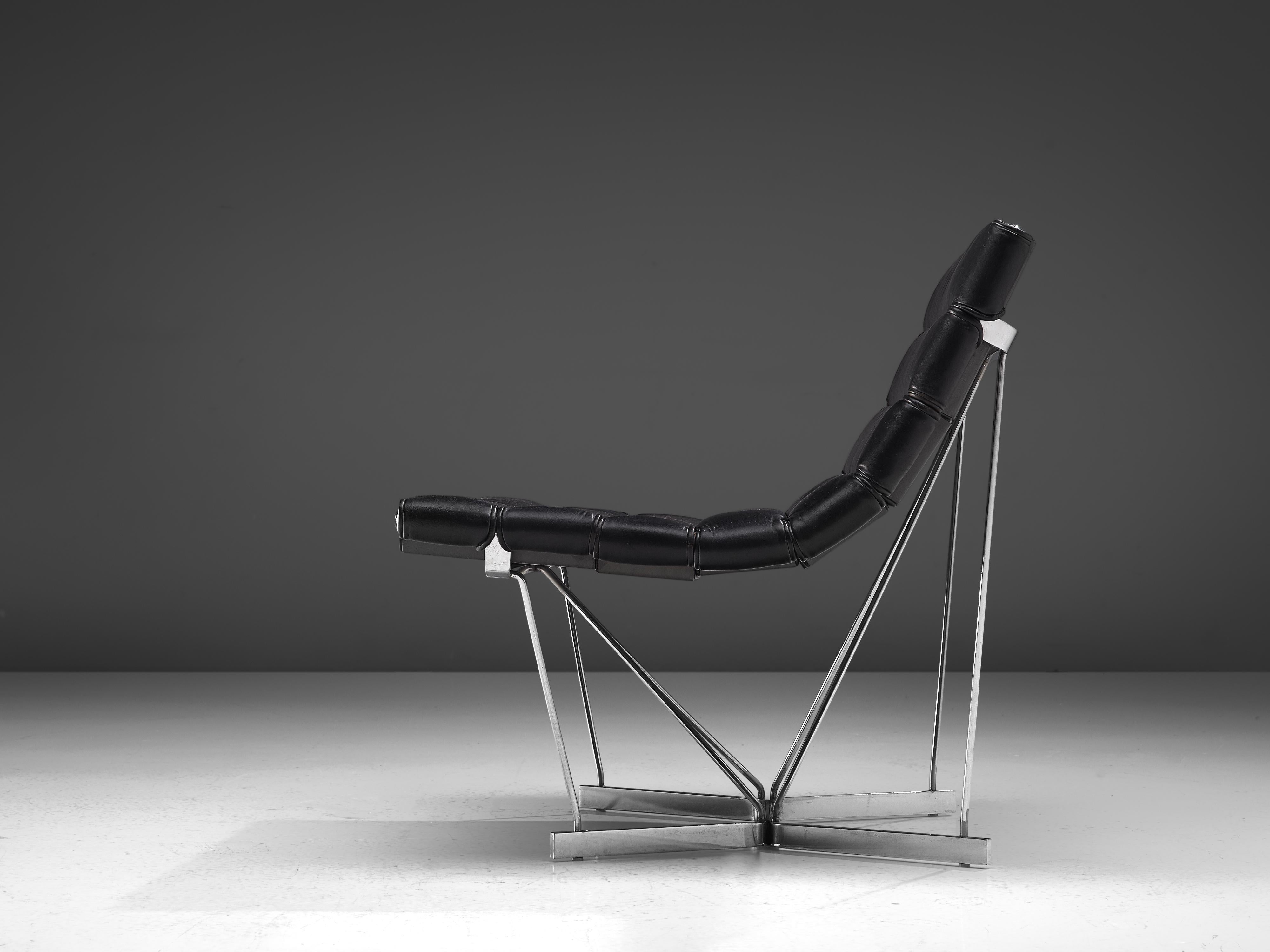 Mid-20th Century George Nelson 'Catenary' Easy Chair in Black Leather