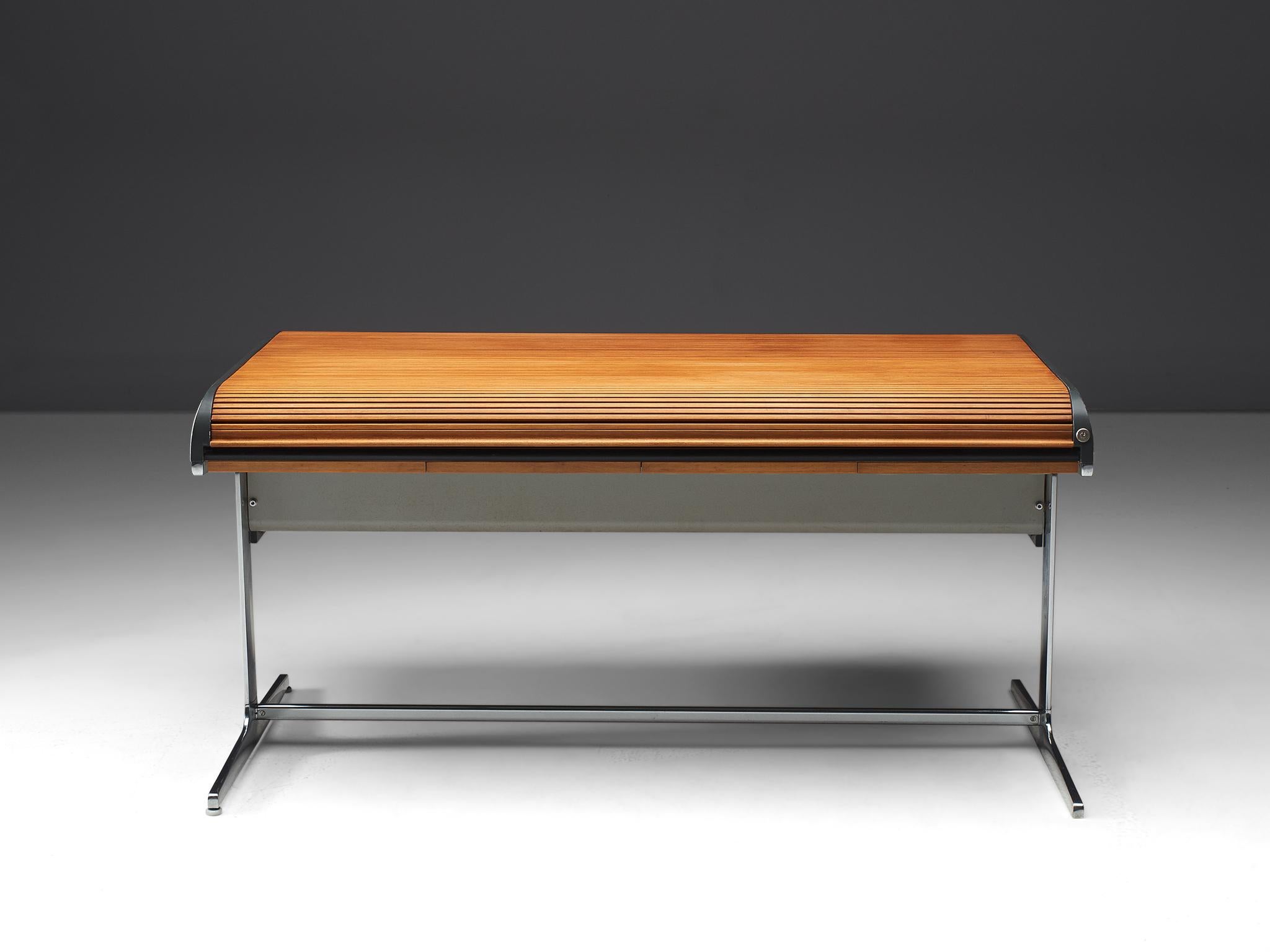 George Nelson for Herman Miller, roll top desk no. 64916, polished aluminum, plastic laminate, wood, United States, design 1953, production 1970s.

This roll top desk is designed as part of the Action Office 1 (AO1) furniture line by George