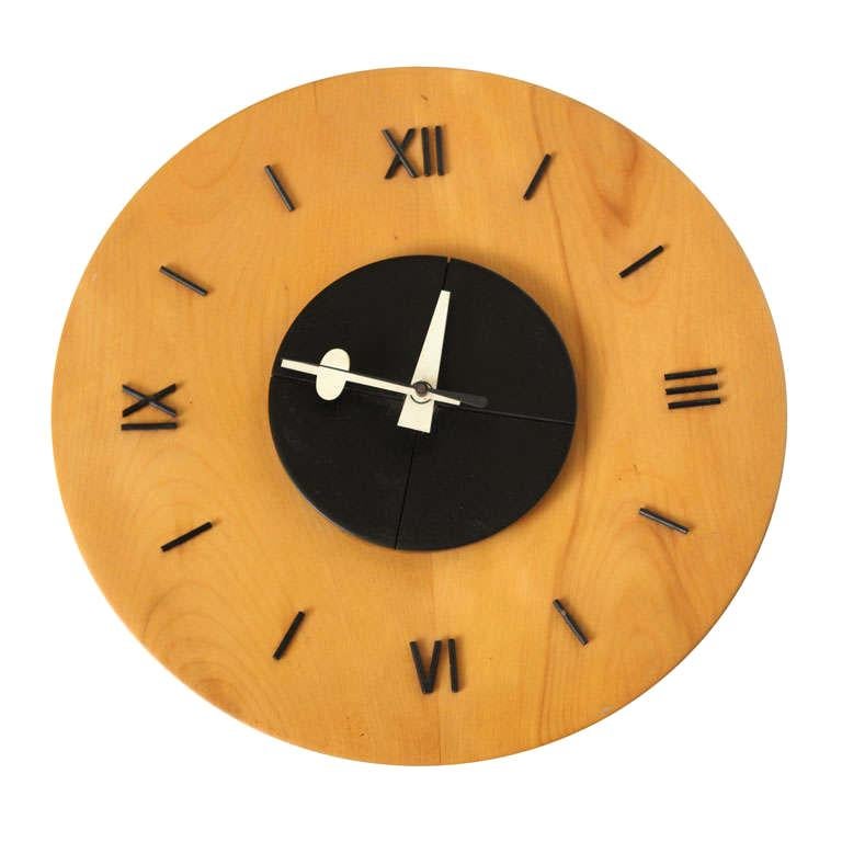 Horloge à plat en bois George Nelson and Associates