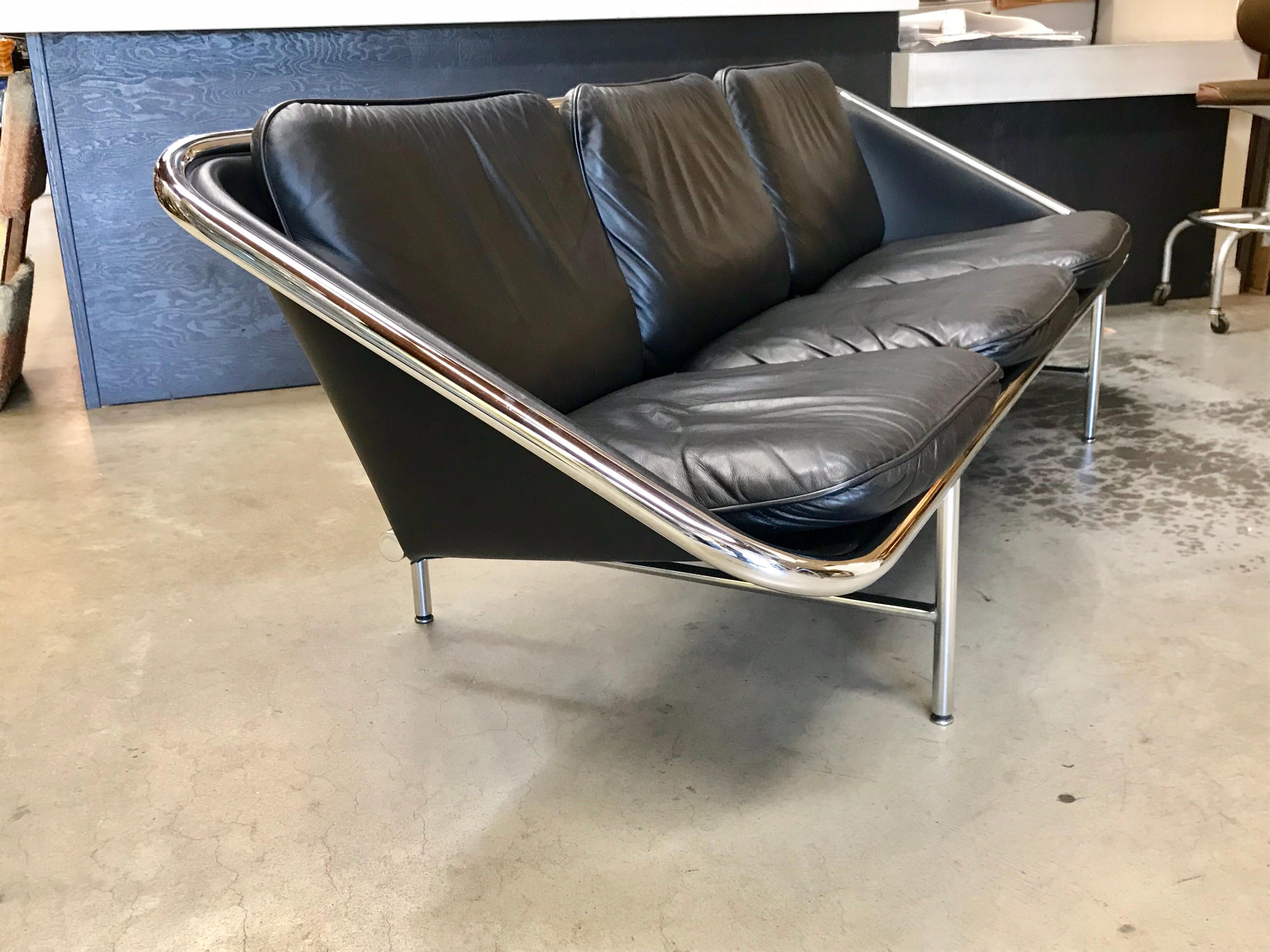 Plated George Nelson Leather 'Sling' Sofa