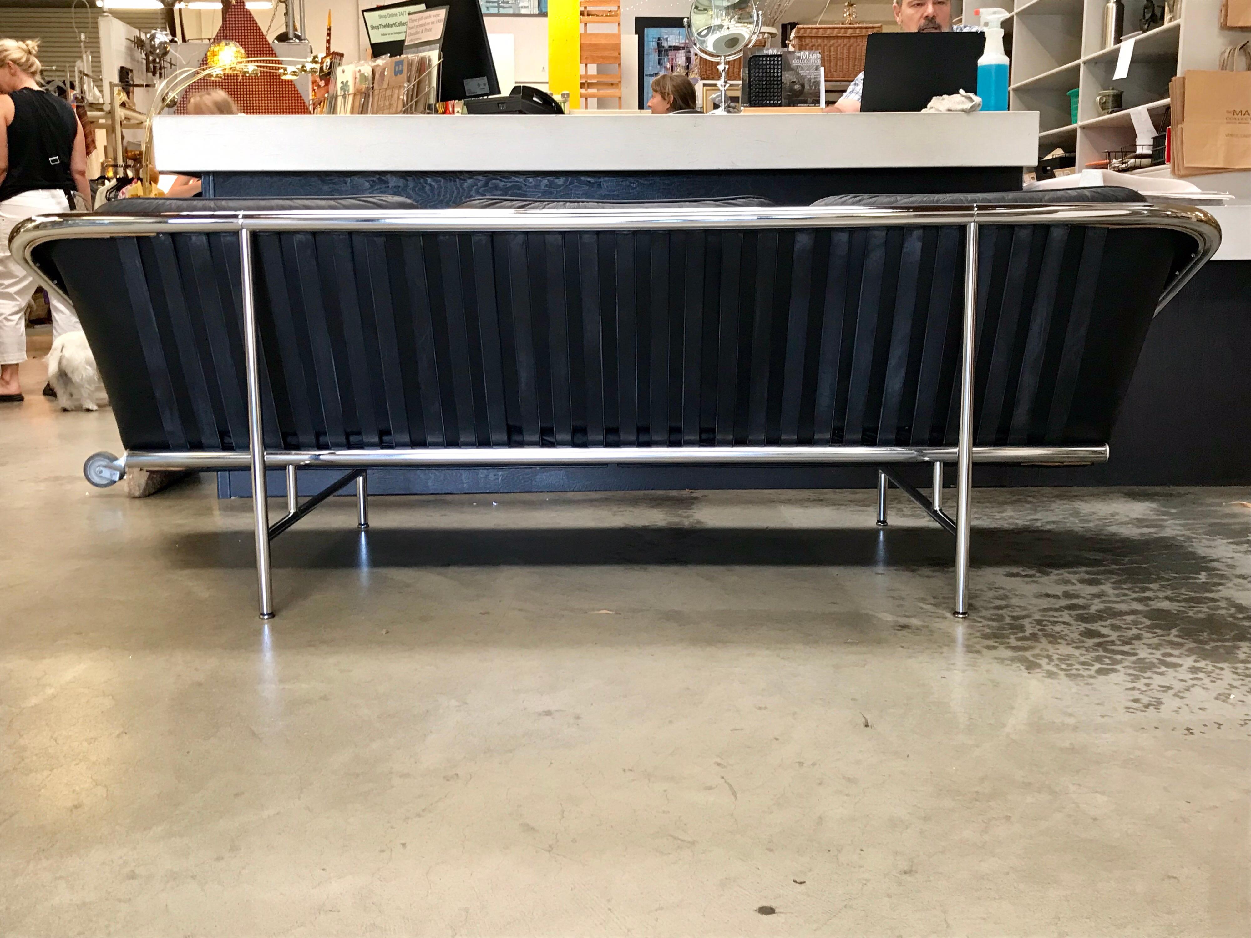 Steel George Nelson Leather 'Sling' Sofa