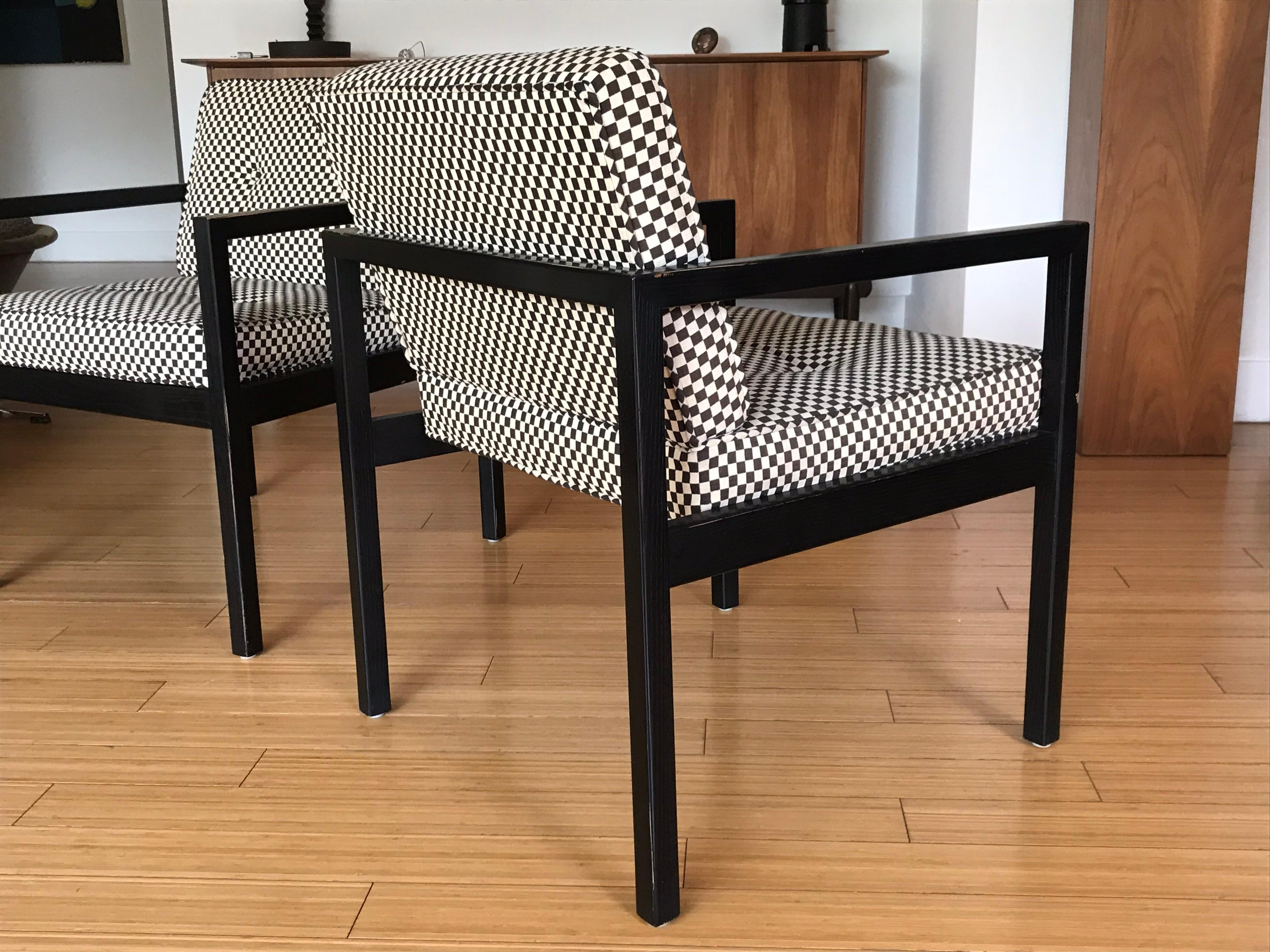 George Nelson Architectural Wood Frame Chairs with Alexander Girard Fabric 5