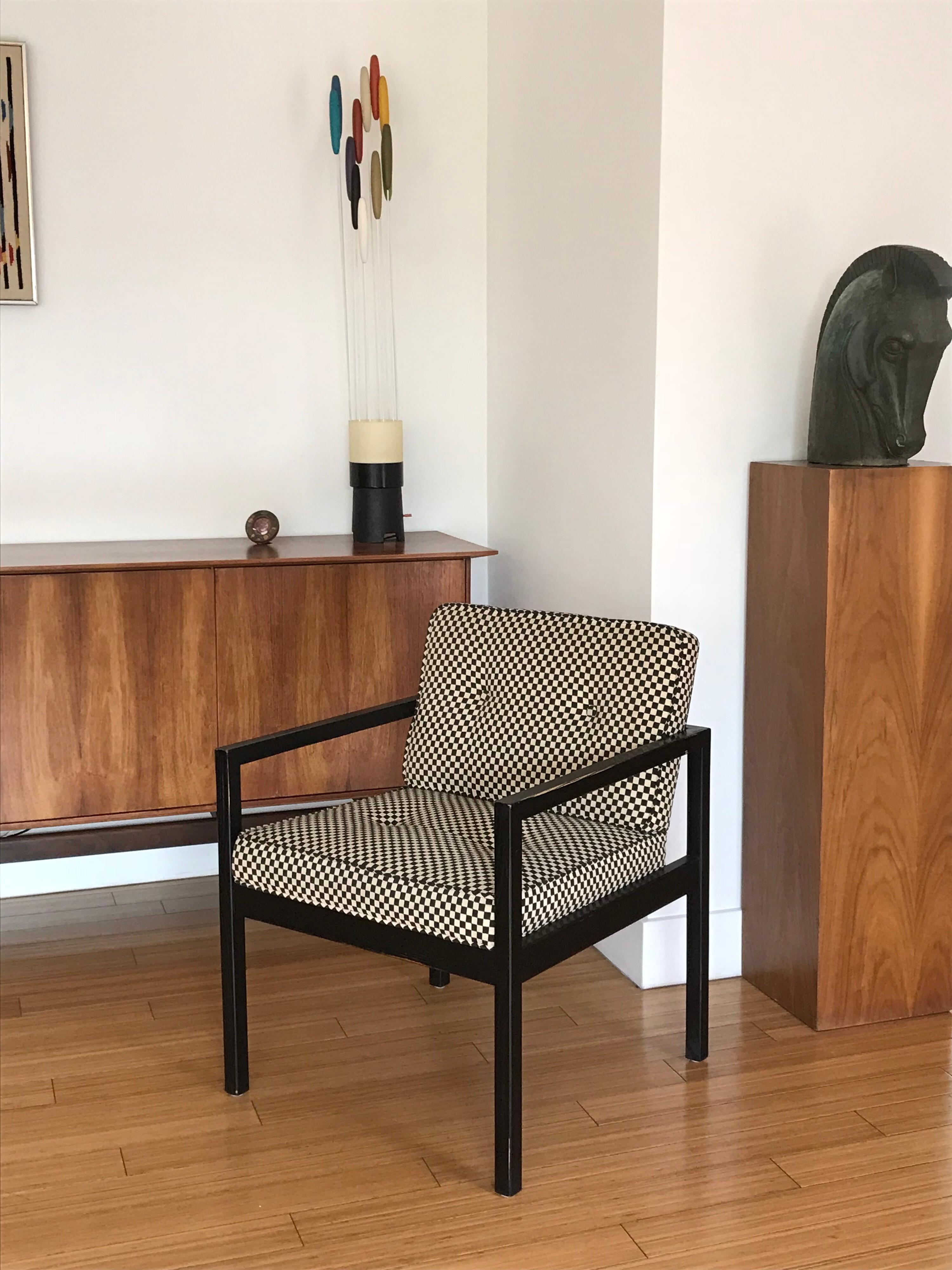 George Nelson Architectural Wood Frame Chairs with Alexander Girard Fabric In Good Condition In Los Angeles, CA
