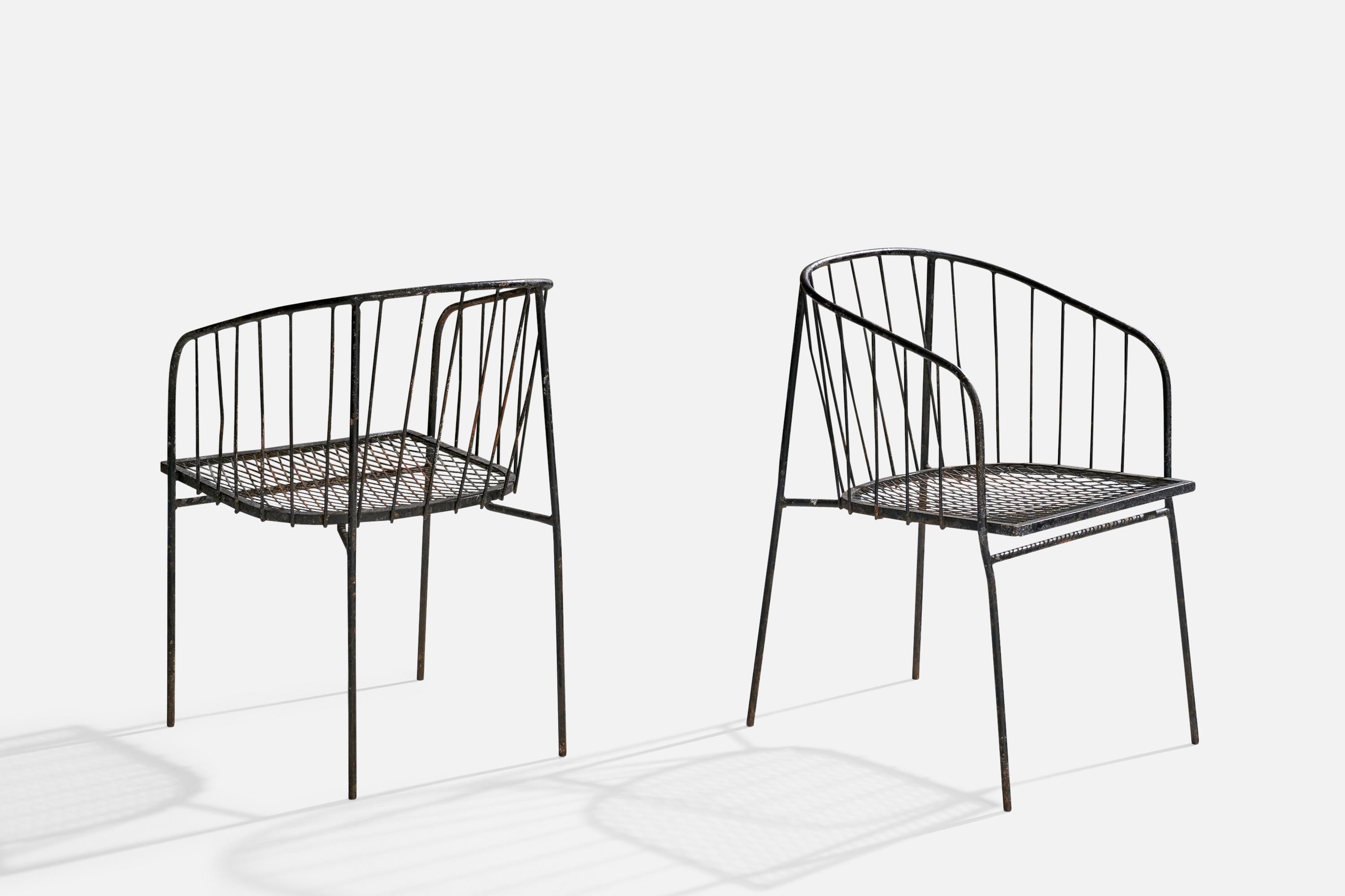 American George Nelson, Armchairs, Iron, USA, 1950s For Sale