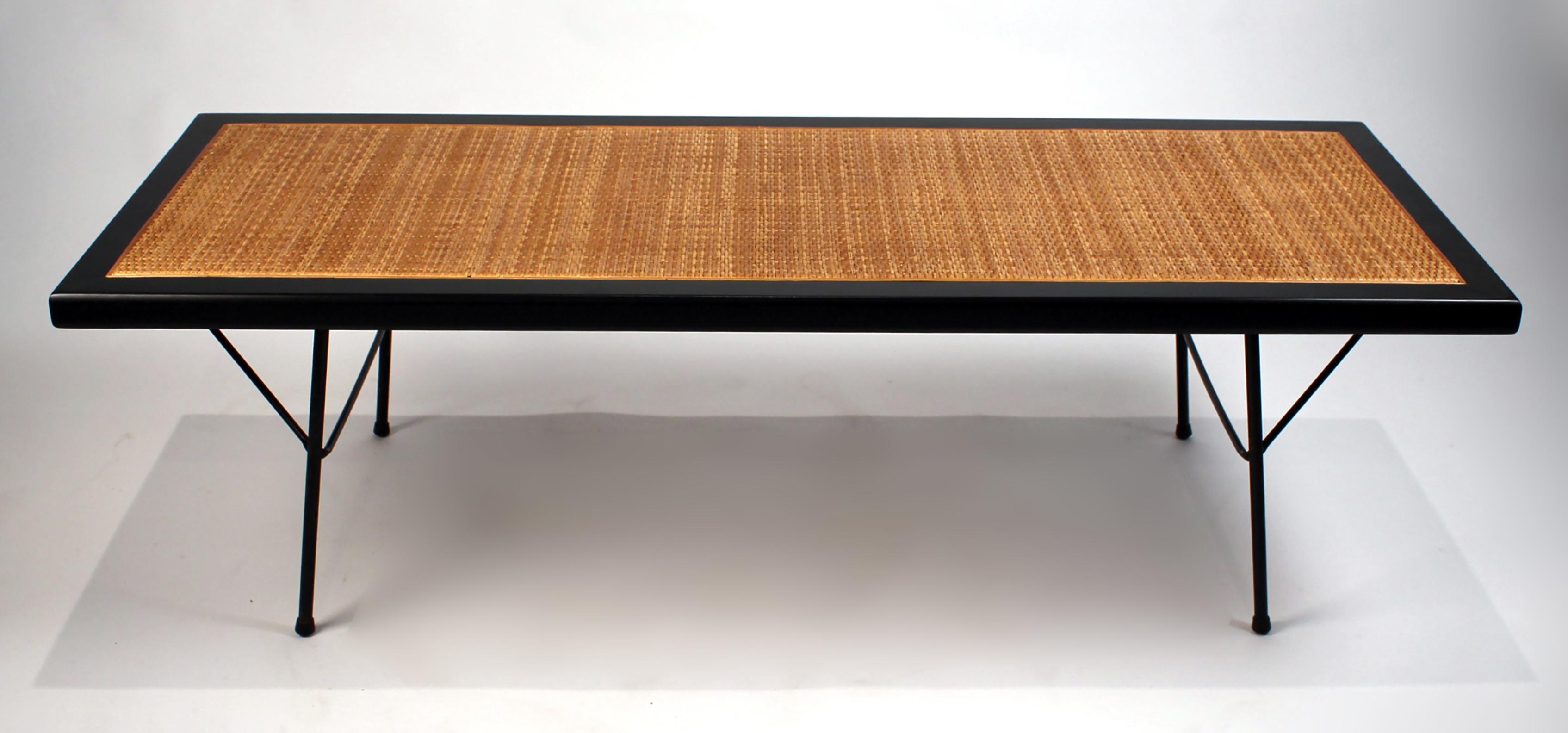Rare cane bench model 5291 designed by George Nelson for Herman Miller, circa 1954. Both benches are in very good condition constructed of lacquered birch, cane, and enameled metal - price is per item.