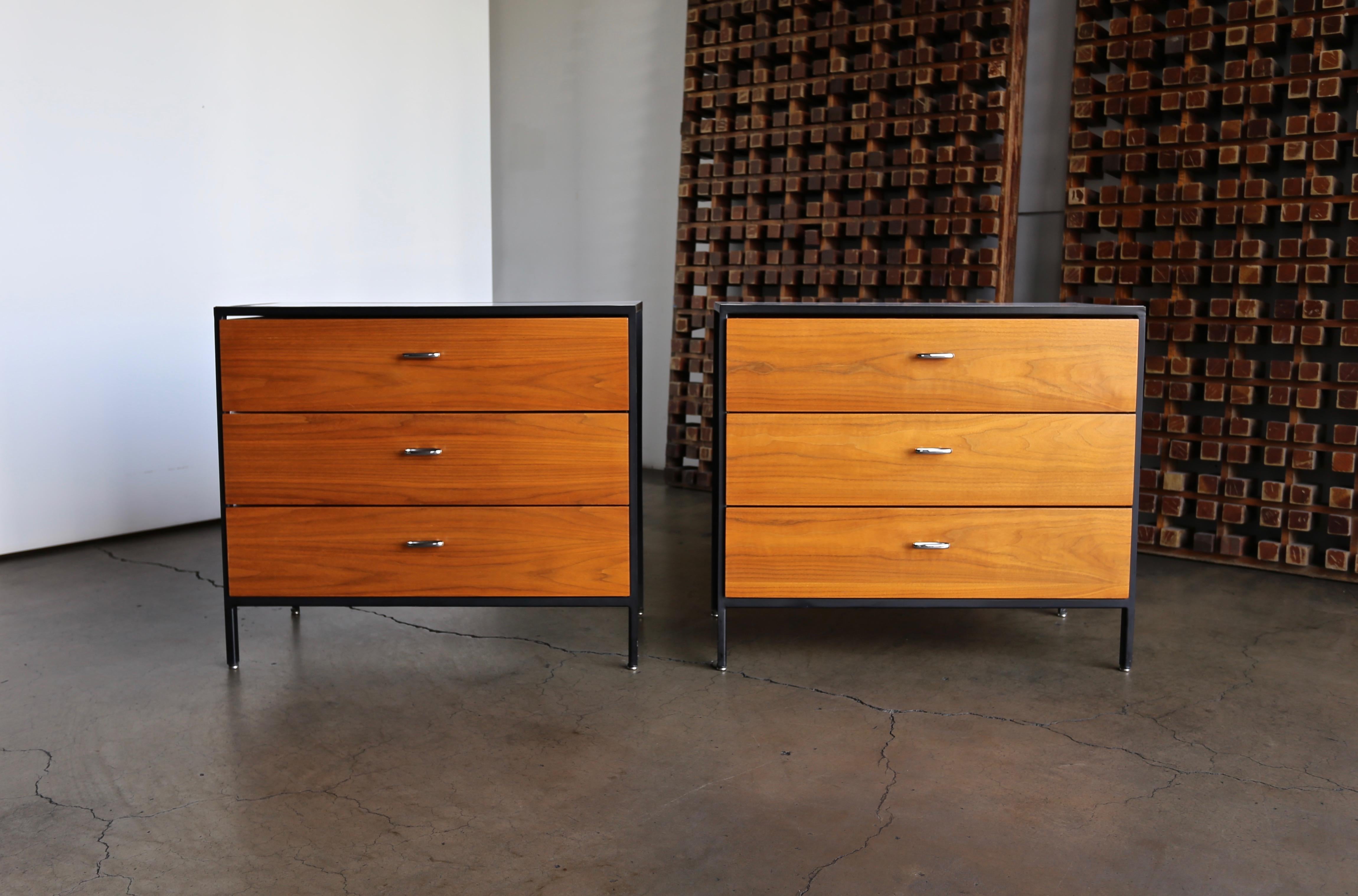 George Nelson & Associates steel frame chests model 4014 for Herman Miller, circa 1955. The listed price is for the pair.