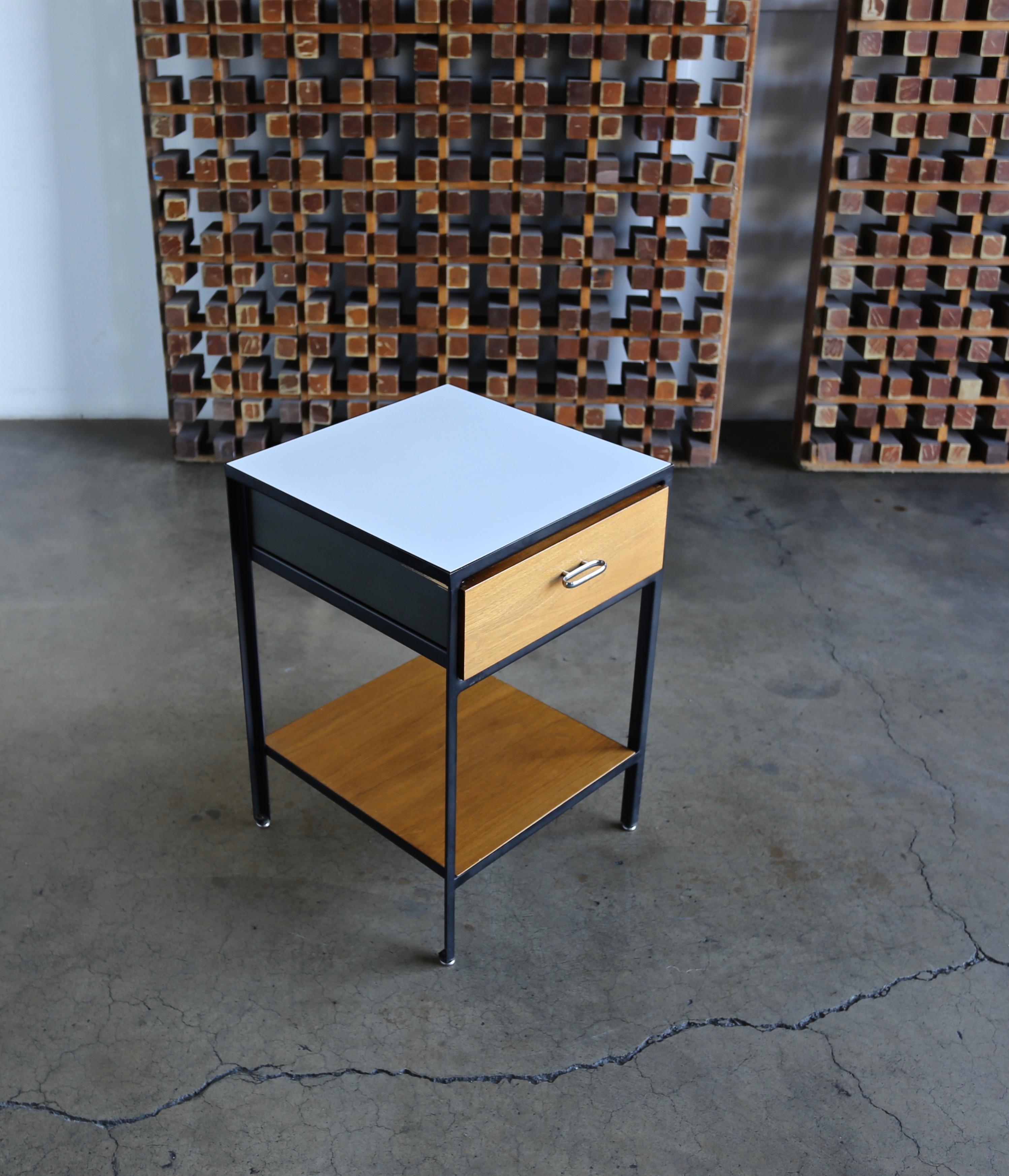 George Nelson & Associates steel frame nightstand for Herman Miller circa 1955.