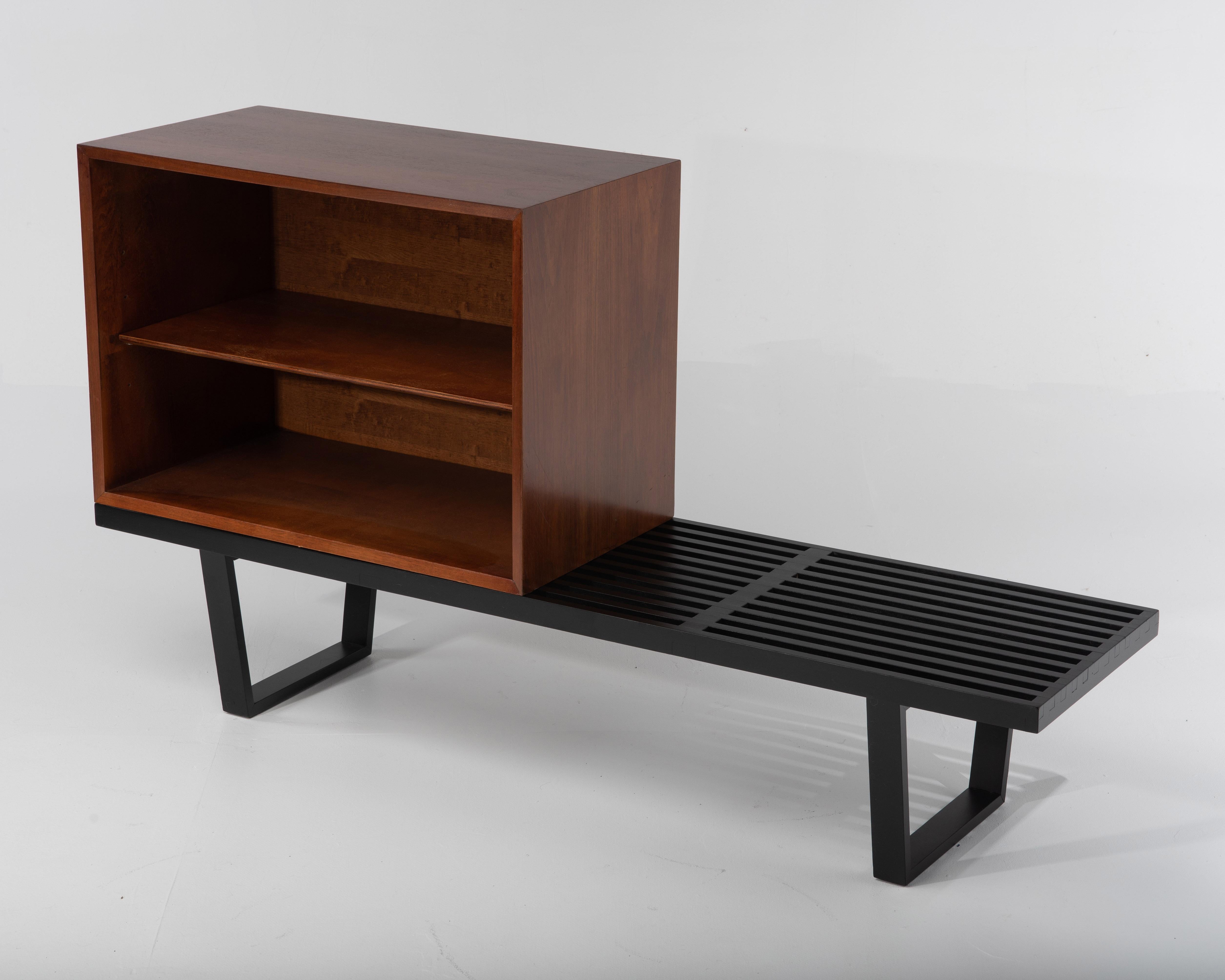 Mid-Century Modern George Nelson Basic Series Cabinet on Ebonized Herman Miller Bench For Sale