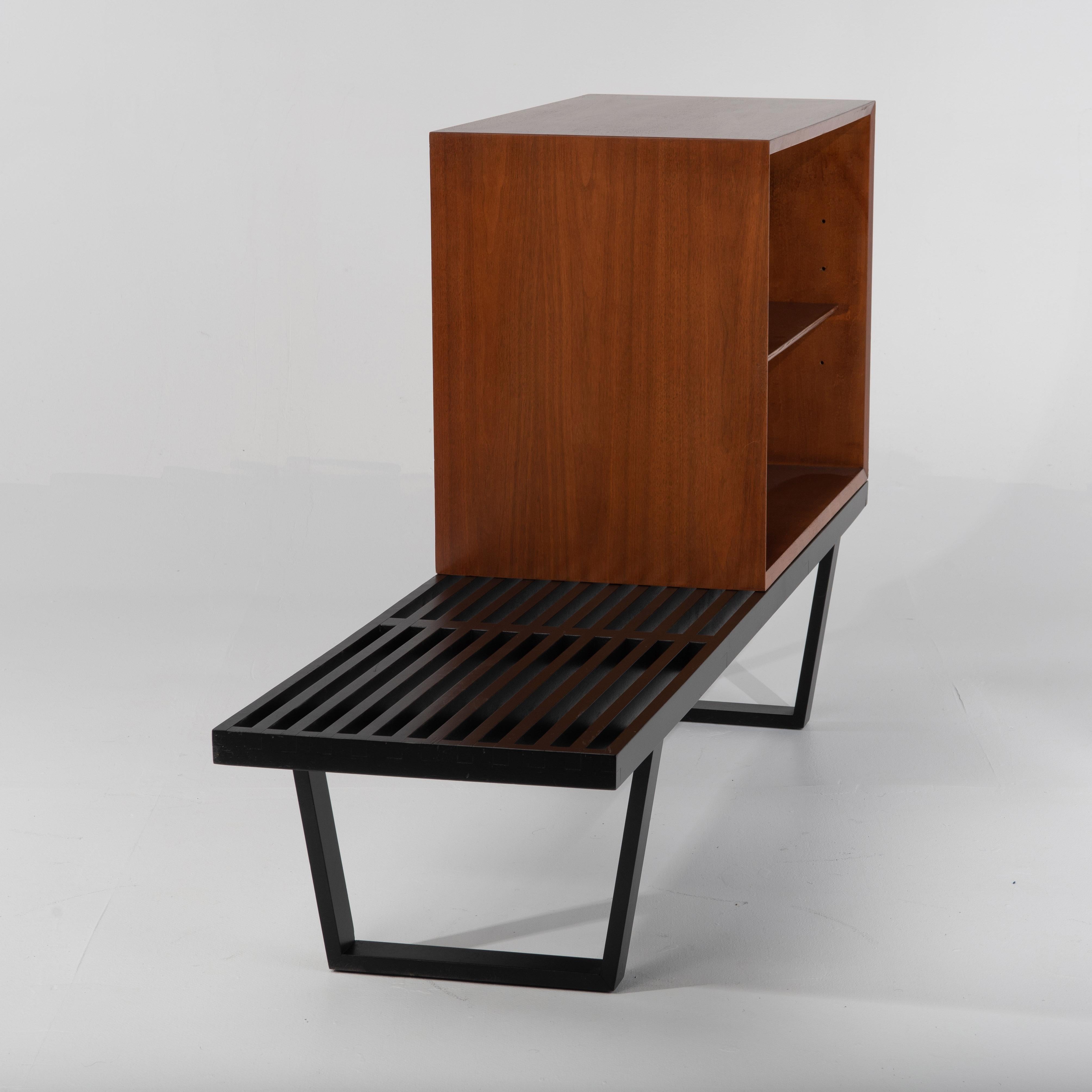 Mid-20th Century George Nelson Basic Series Cabinet on Ebonized Herman Miller Bench For Sale