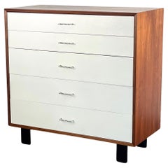 Vintage George Nelson Basic Series Dresser for Herman Miller in white and walnut.