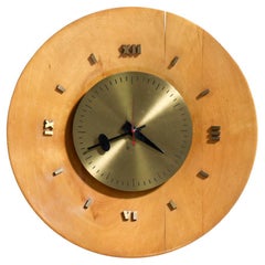George Nelson Birch & Brass Wall Clock for Howard Miller